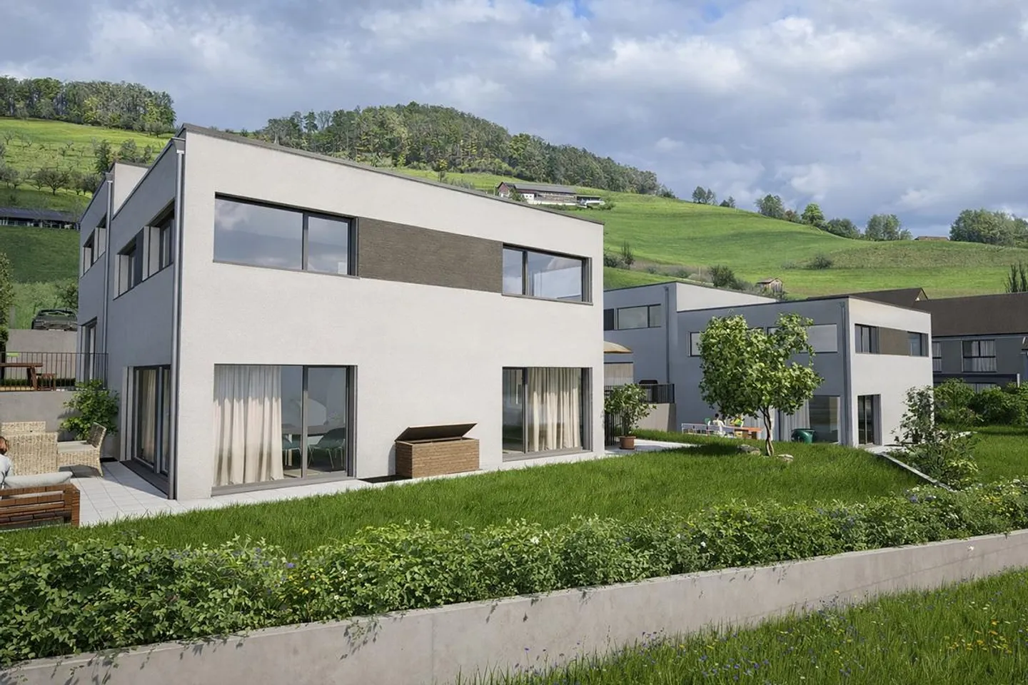 Nouvelle construction de quatre maisons familiales semi-détachées, Niederdorf - Photo 3 sur 11