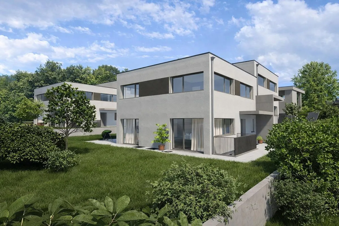 Nouvelle construction de quatre maisons familiales semi-détachées, Niederdorf - Photo 1 sur 11