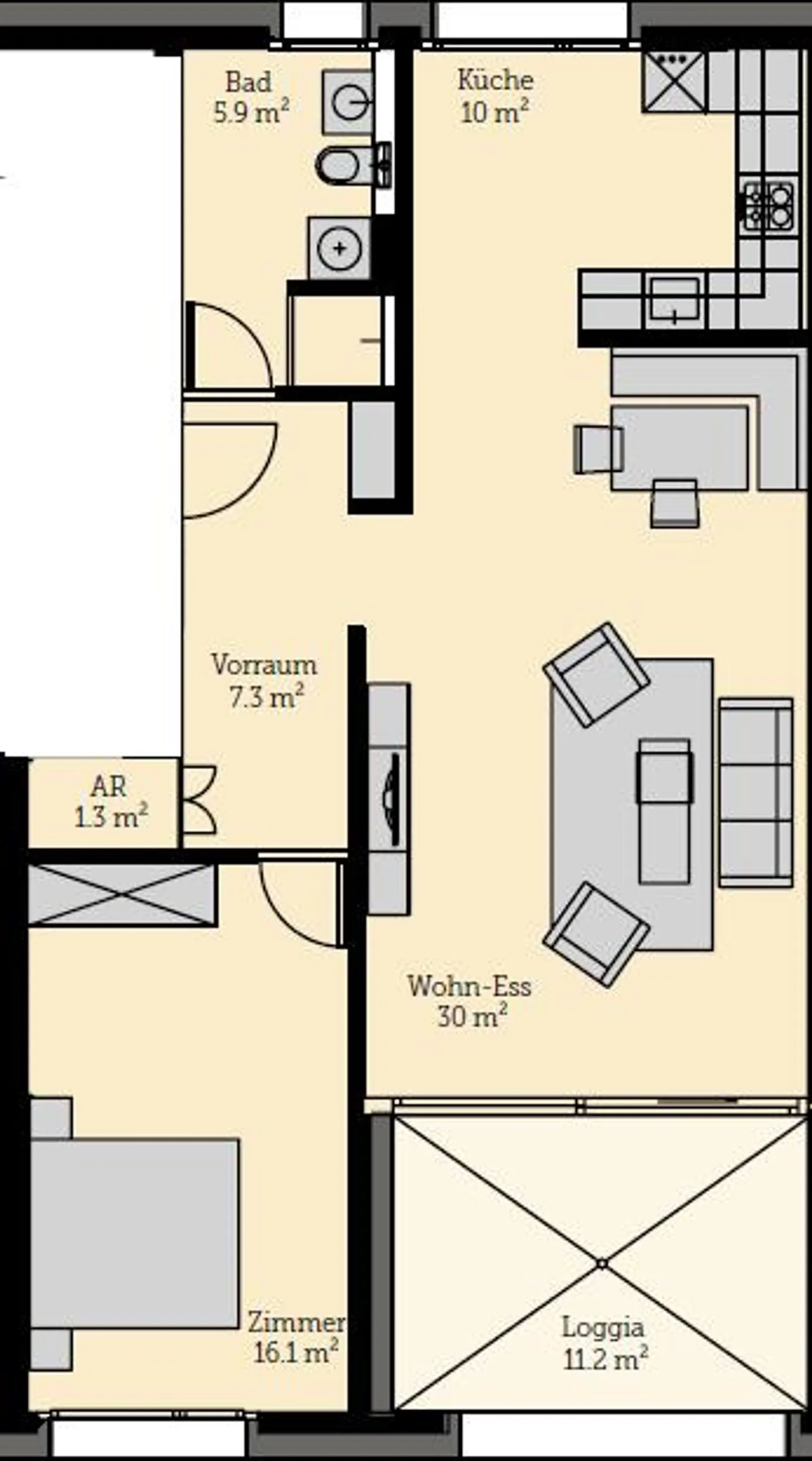 Modernes Apartment mit Loggia - Foto 8 von 8