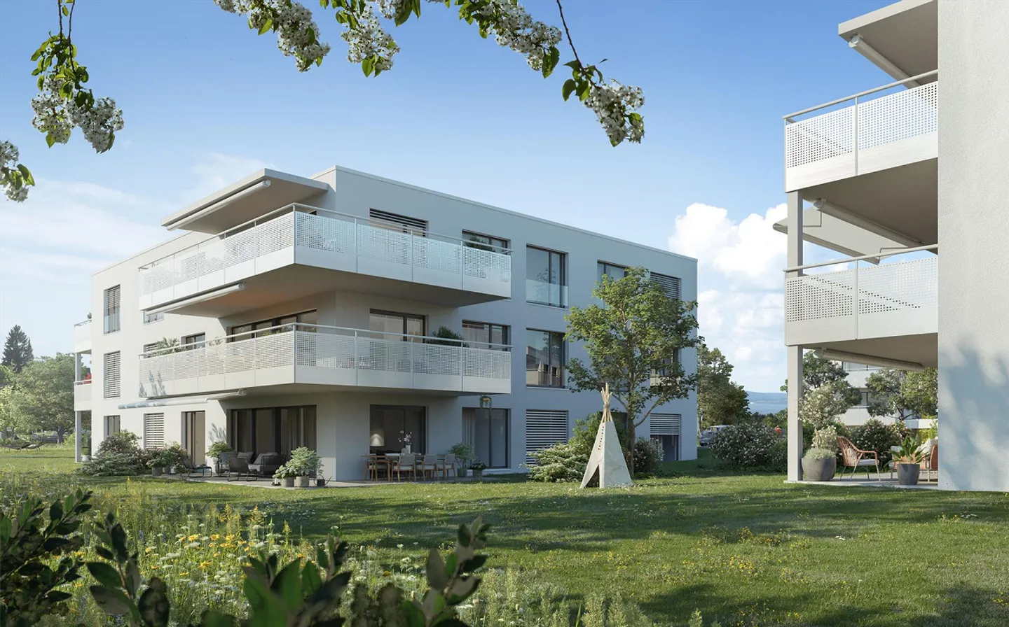 Appartement en attique 4.5 dans le vert avec vue partielle sur le lac - Photo 2 sur 3