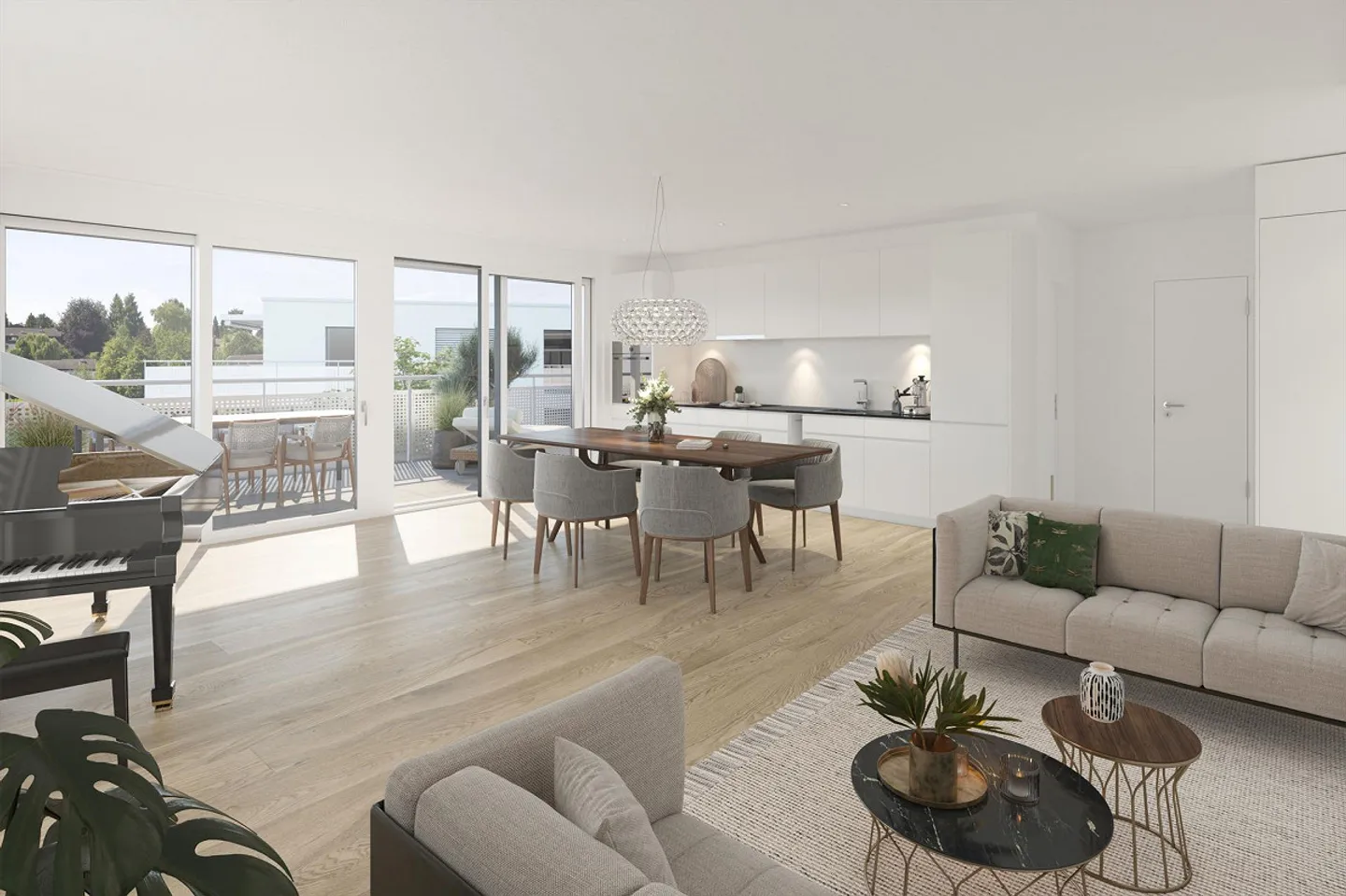 Appartement en attique 4.5 dans le vert avec vue partielle sur le lac - Photo 3 sur 3