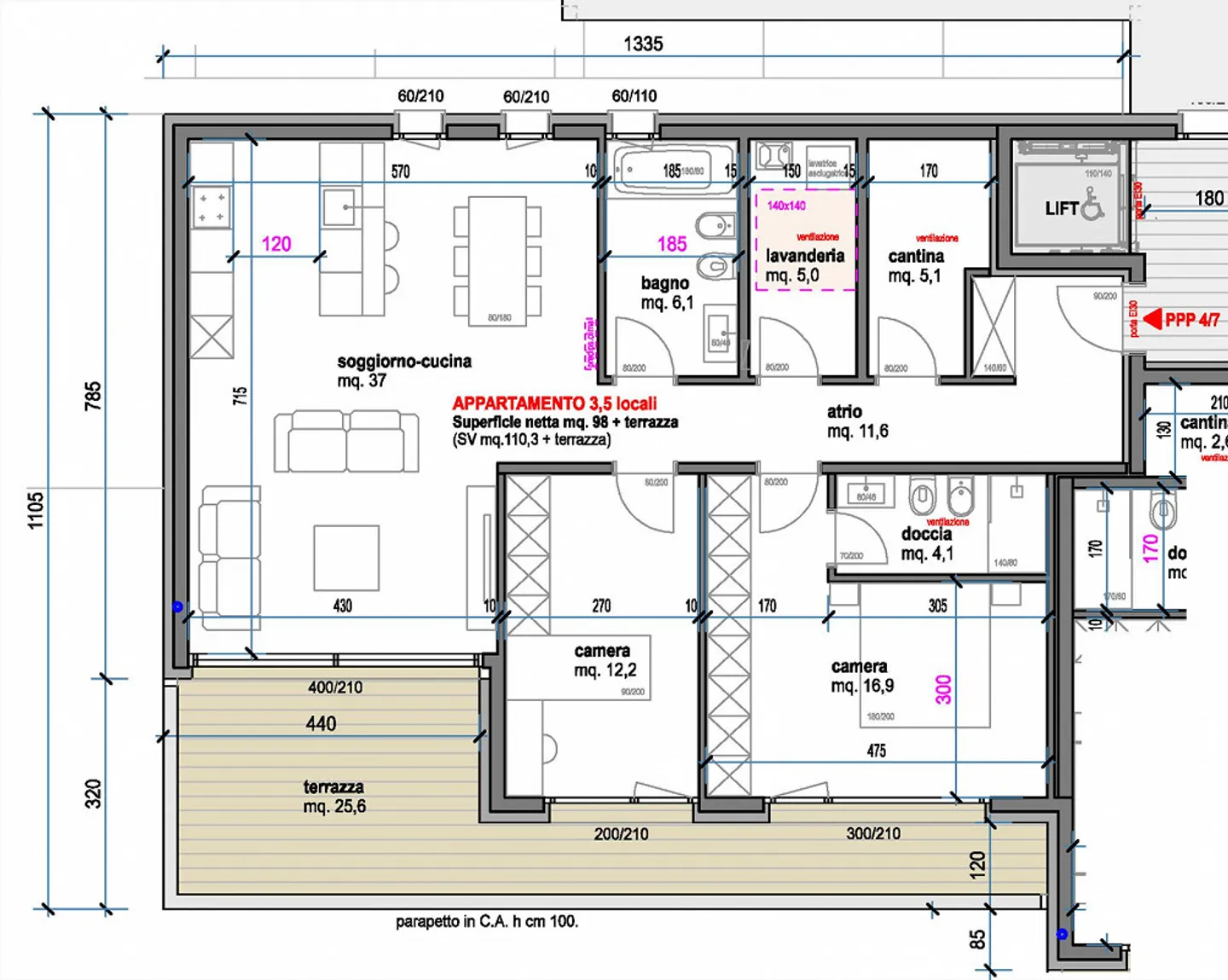 Neue Wohnung im letzten Stock mit schöner Terrasse in einer komfortablen und strategischen Lage - Foto 9 von 15