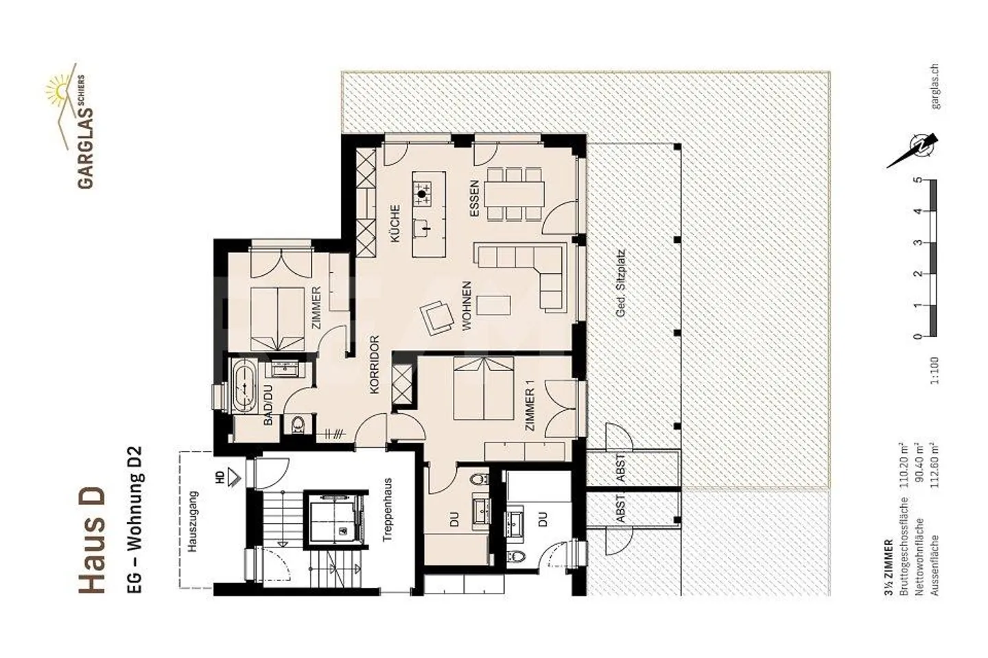 Garglas.ch - 3½-Zimmer-Wohnung  D2 mit Anteil an Solarkraft - Foto 9 von 13