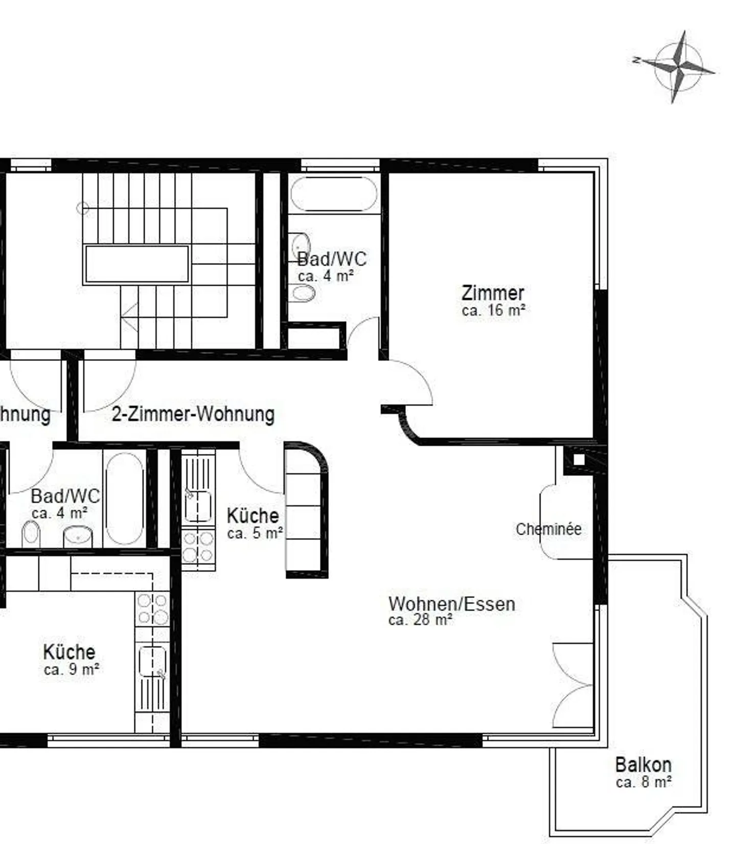 Quiet 2.5-room apartment with fireplace and balcony - Photo 6 of 6