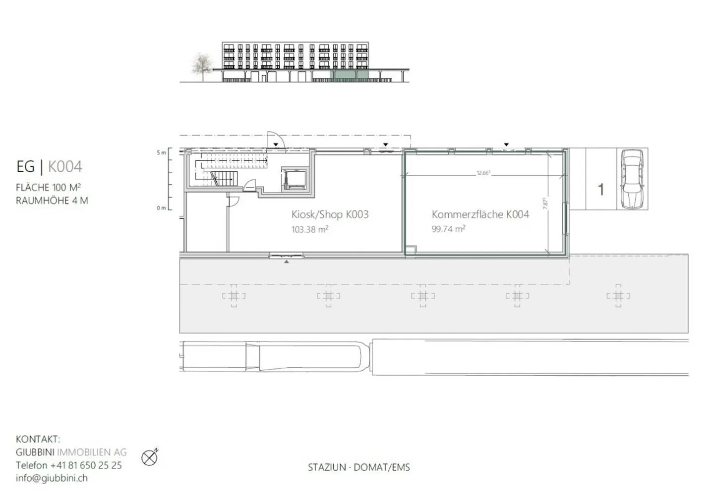 Bahnhofplatz Domat/Ems | Spazio commerciale al piano terra (K004) - Foto 3 di 4