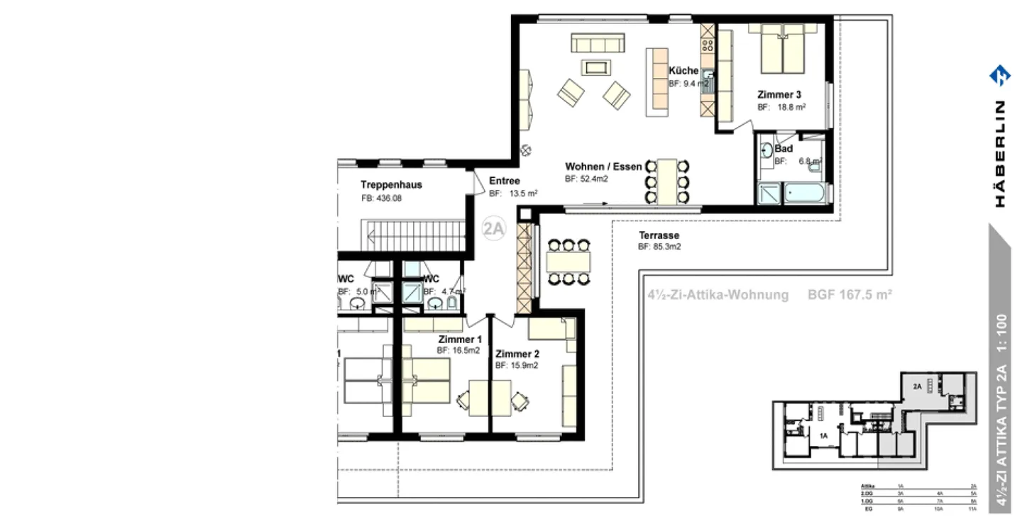 Modern 4.5-room penthouse apartment with dream terrace - Photo 3 of 9