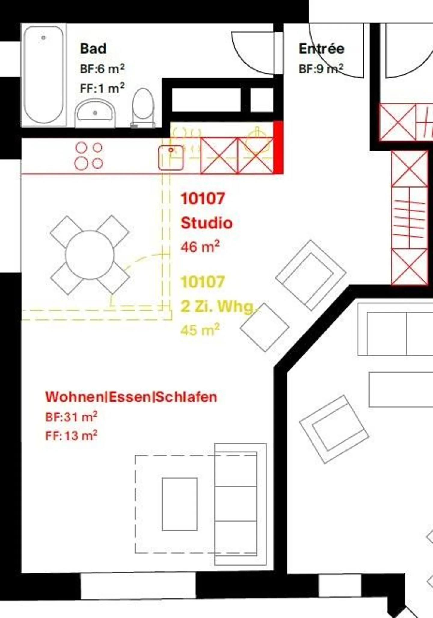Appartement 1,5 pièces au 1er étage - Photo 2 sur 3