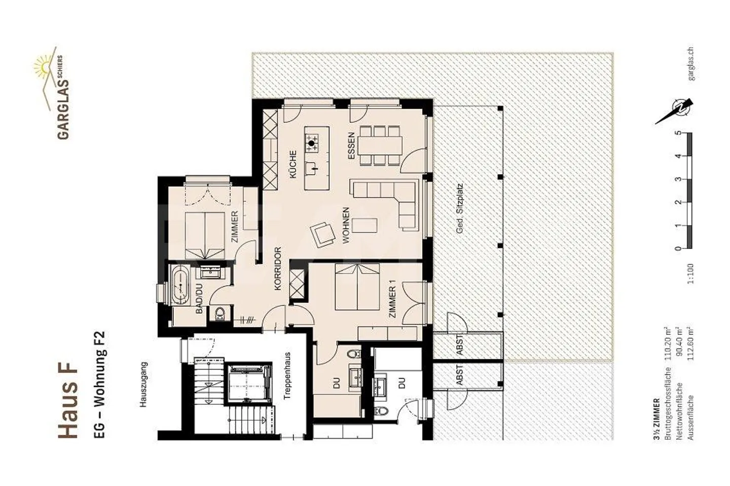 Energiebewusst wohnen! Garglas.ch - 3½-Zimmer-Wohnung E2 im Erdgeschoss - Foto 10 von 13