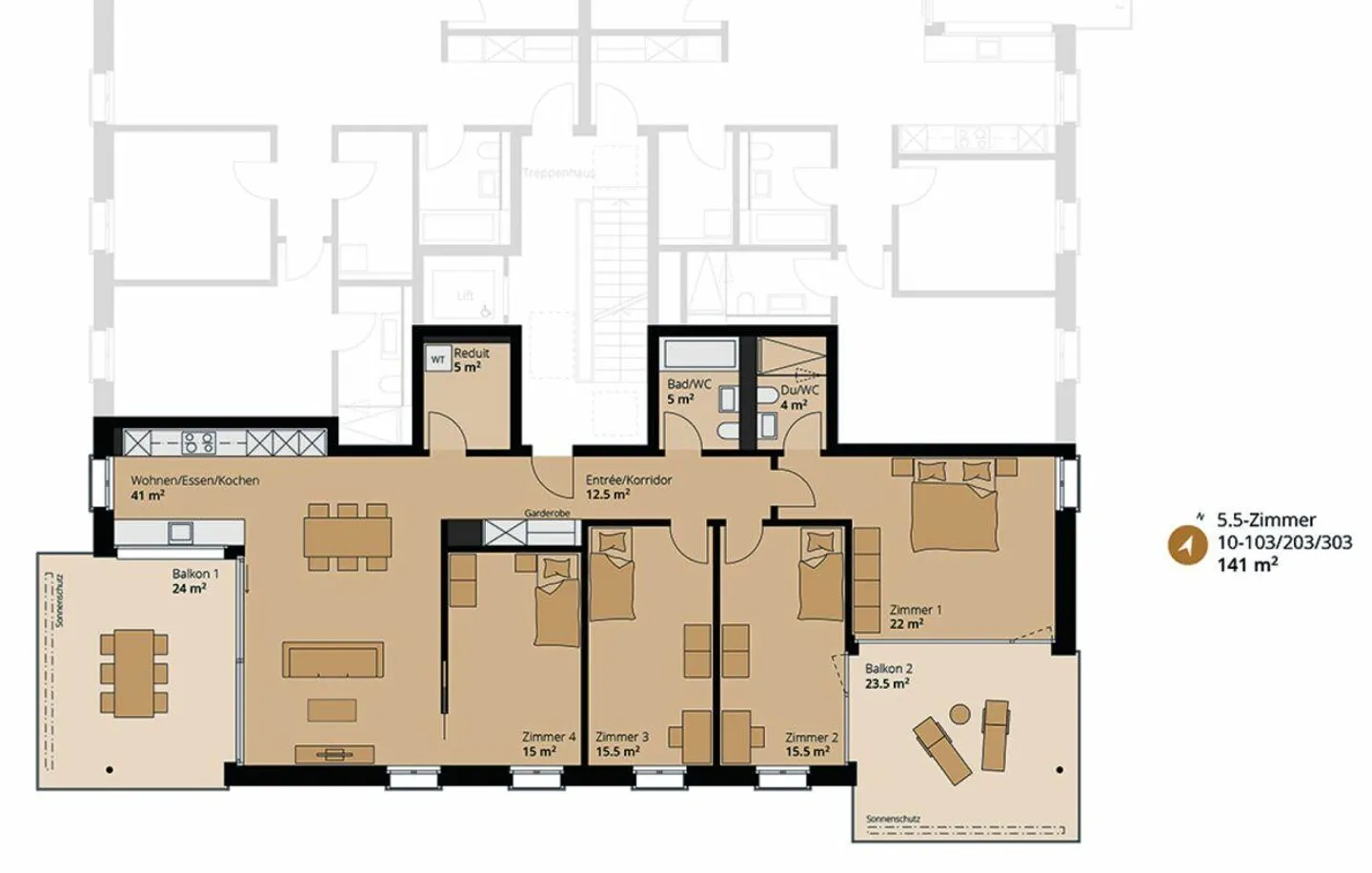 Appartamenti di proprietà di 5,5 stanze - Foto 3 di 6