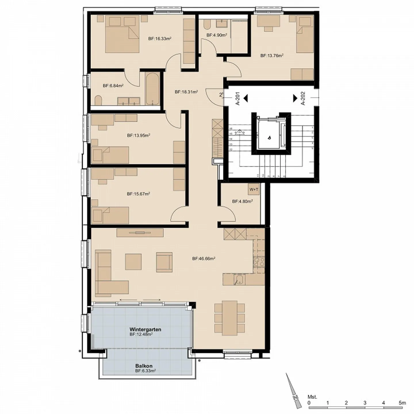 Appartement de 5,5 pièces dans la verdure - Photo 6 sur 6