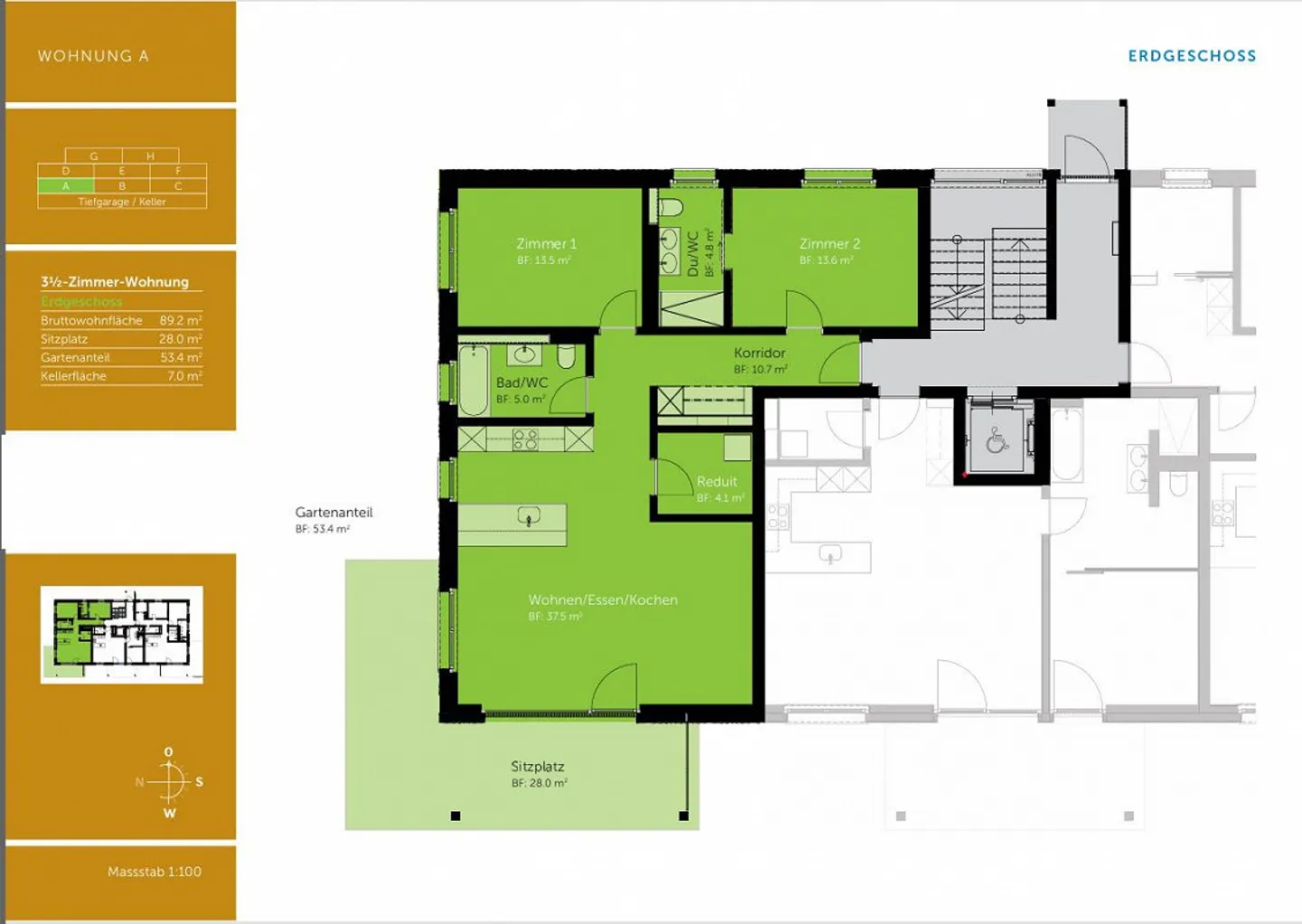 Appartement de jardin 3,5 pièces dans un emplacement idyllique dans la région de Linth - Photo 12 sur 12
