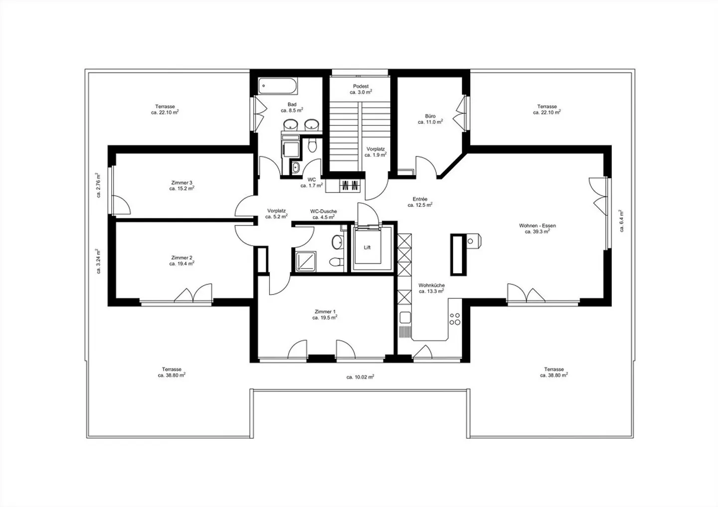 Representative 5½-room penthouse apartment with 144 m² terrace and mountain view - Photo 5 of 5