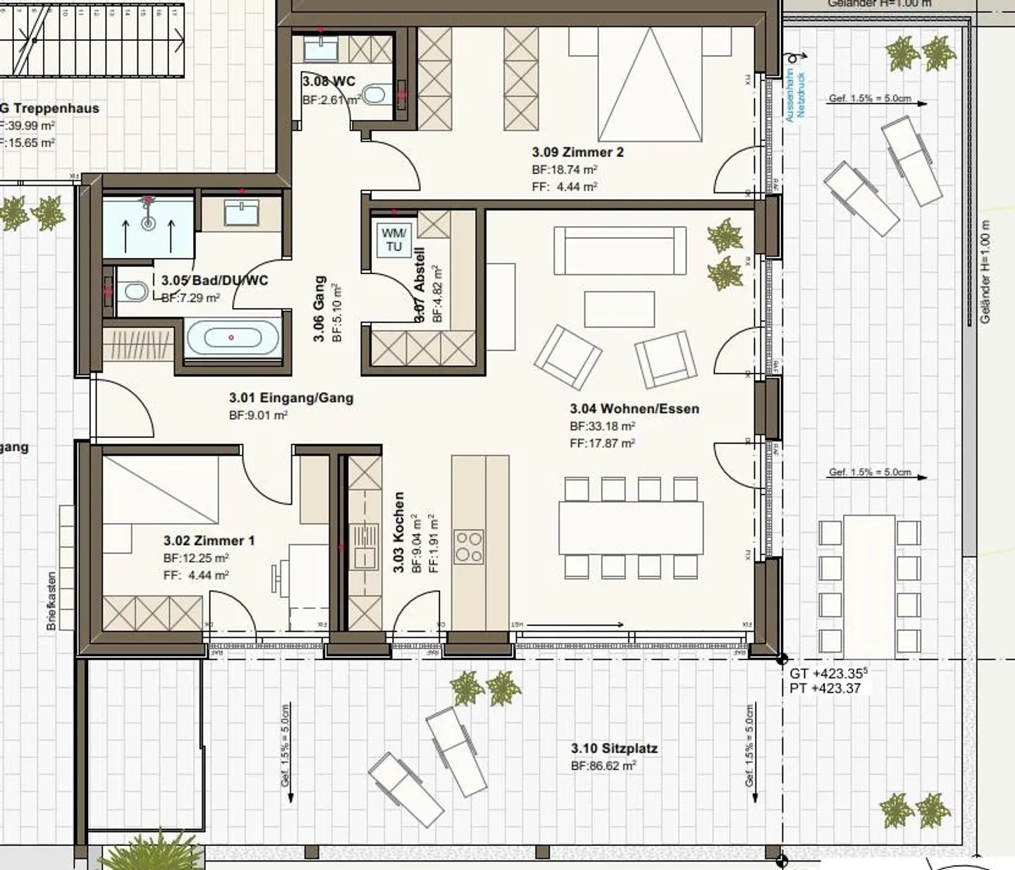 Appartement de 3,5 pièces au rez-de-chaussée de 110 m2 avec grand espace de détente clôturé - Photo 12 sur 12