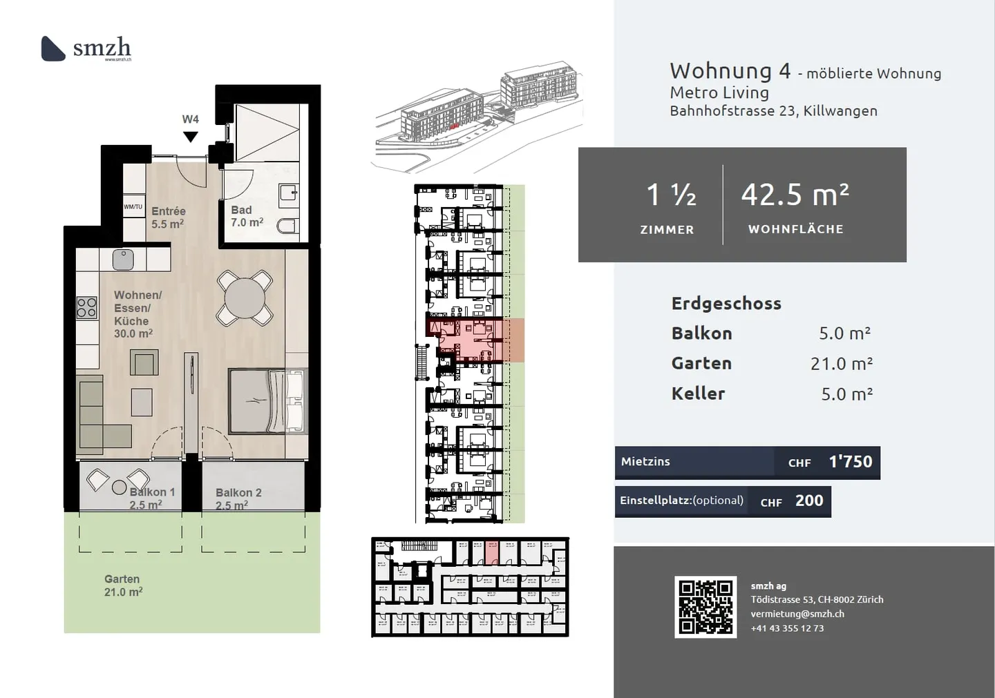 Möblierte Gartenwohnung - Foto 2 von 8