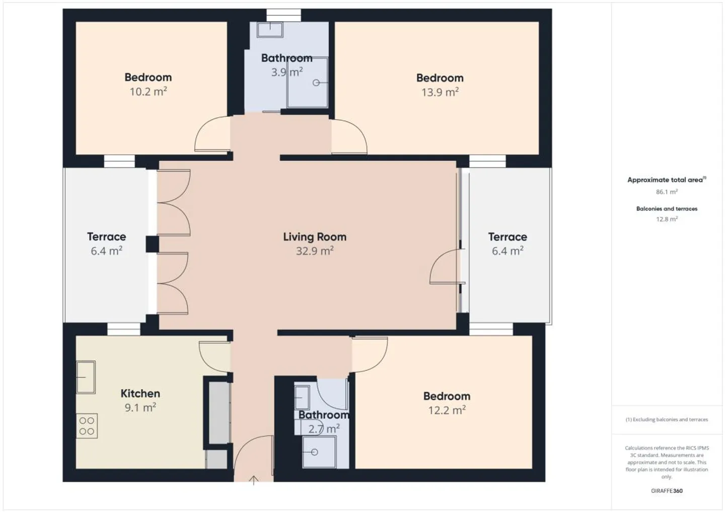 Komfortable 4.5-Zimmer-Wohnung im 1. Stock mit Doppelterrasse - Innenraum 1 - Foto 11 von 11