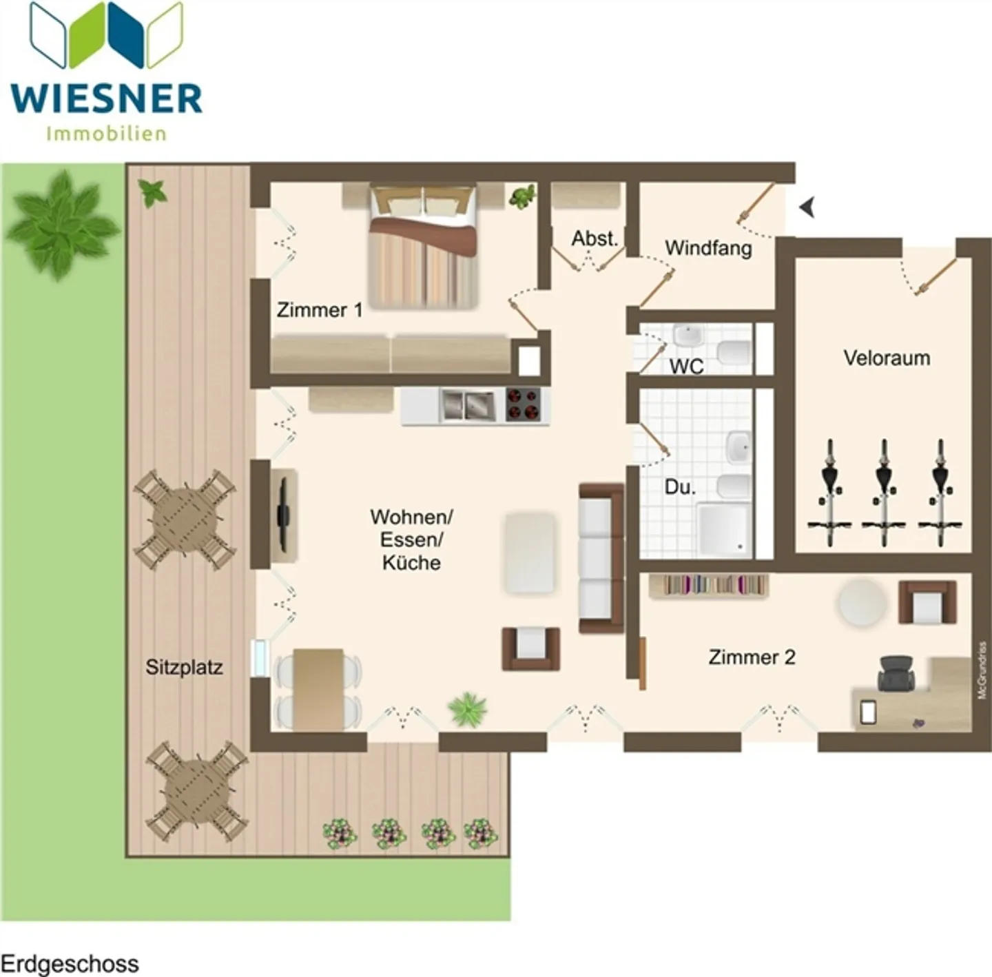 APPARTEMENT DE 3 CHAMBRES DANS UN EMPLACEMENT IDÉAL AU REZ-DE-CHAUSSÉE AVEC JARDIN - Photo 2 sur 7