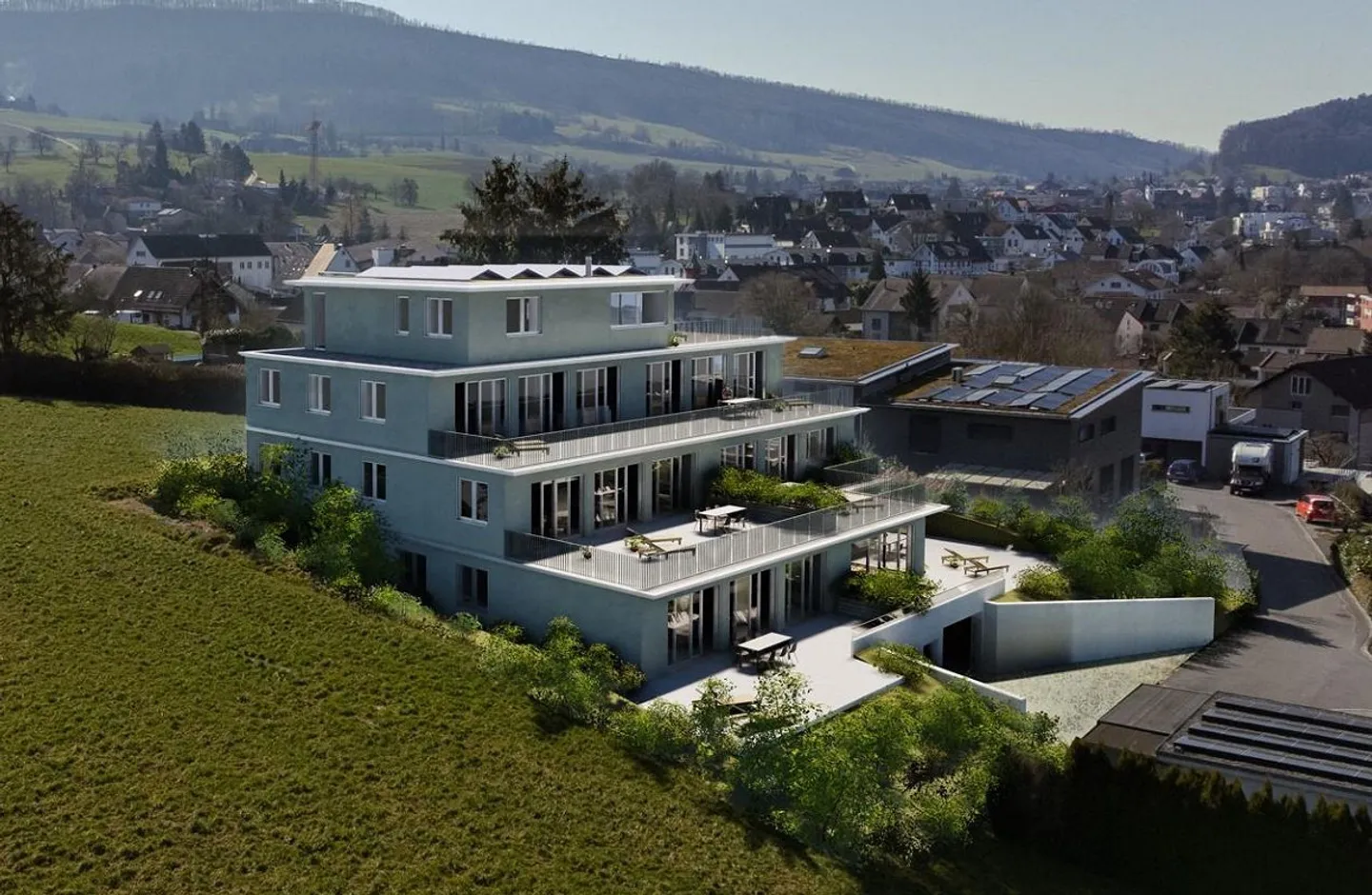 Modern 5.5-room terrace house, new construction (last of 6 residential units) - Photo 1 of 9