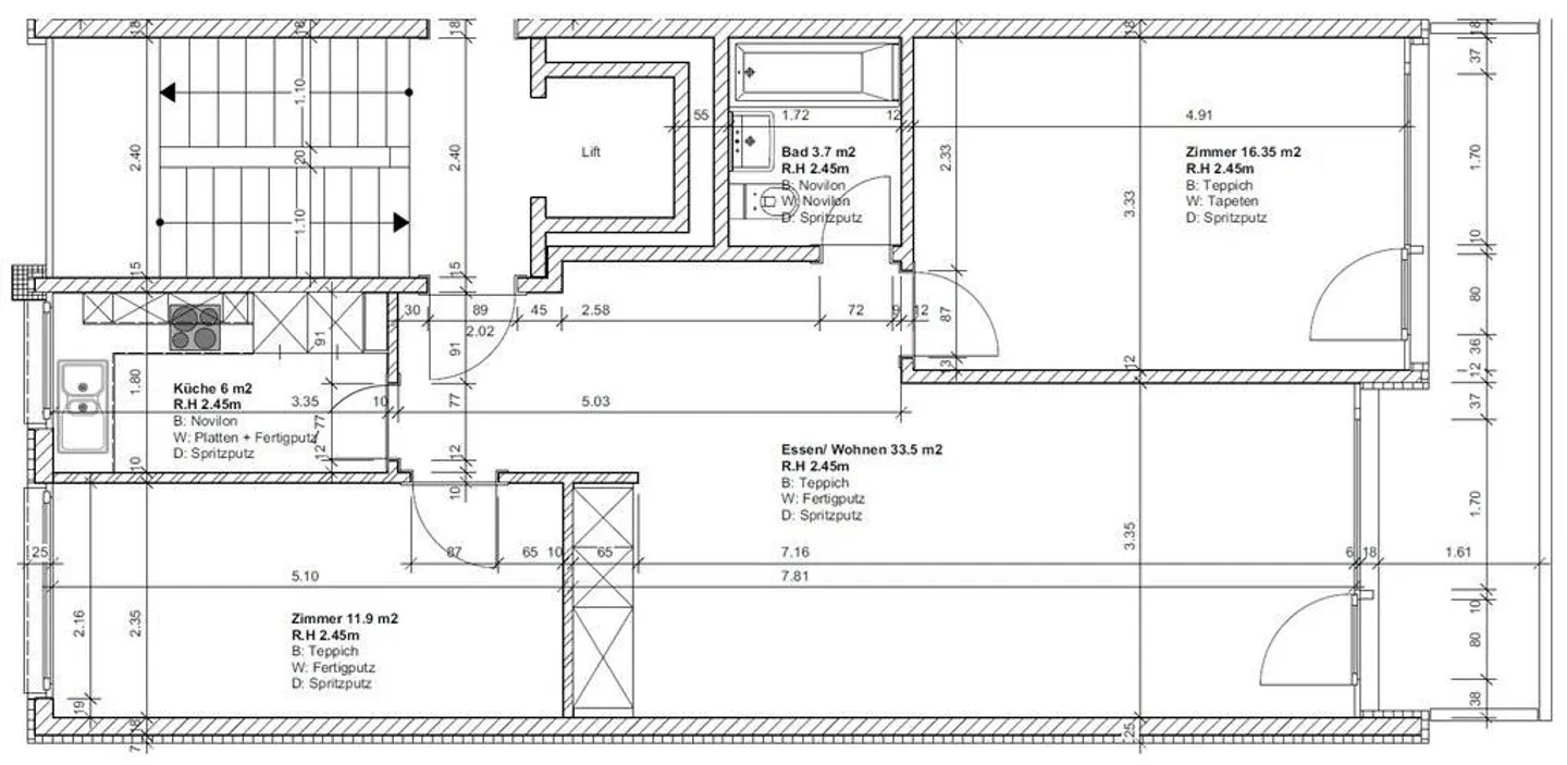 3.5-room apartment of 76 m2 on the 3rd floor - Photo 9 of 9