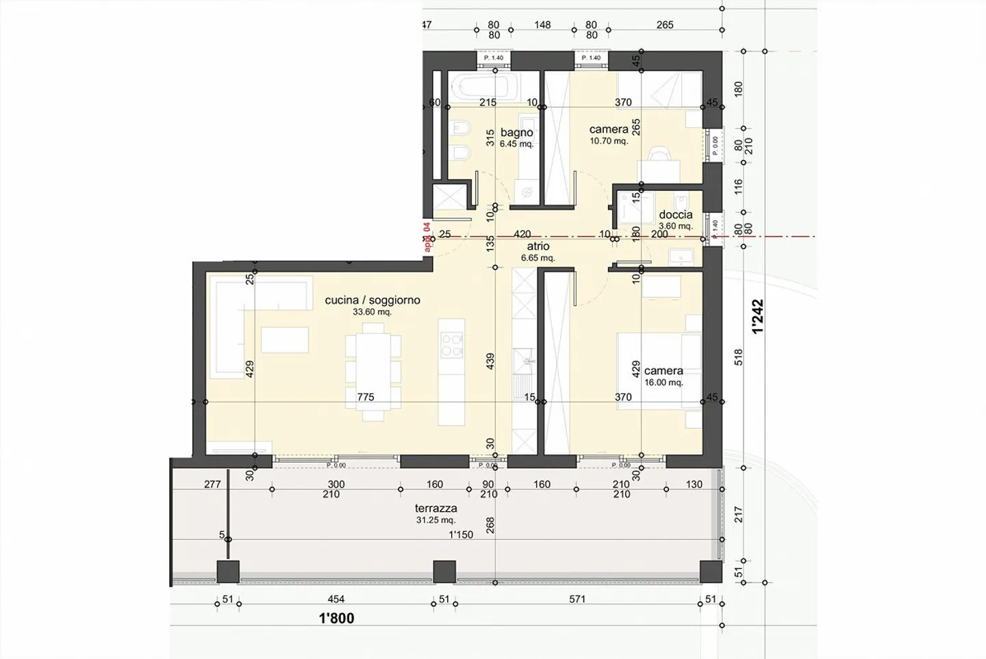 MODERN 3.5 ROOMS NEW BUILDING WITH TERRACE IN AGNO - Photo 7 of 7