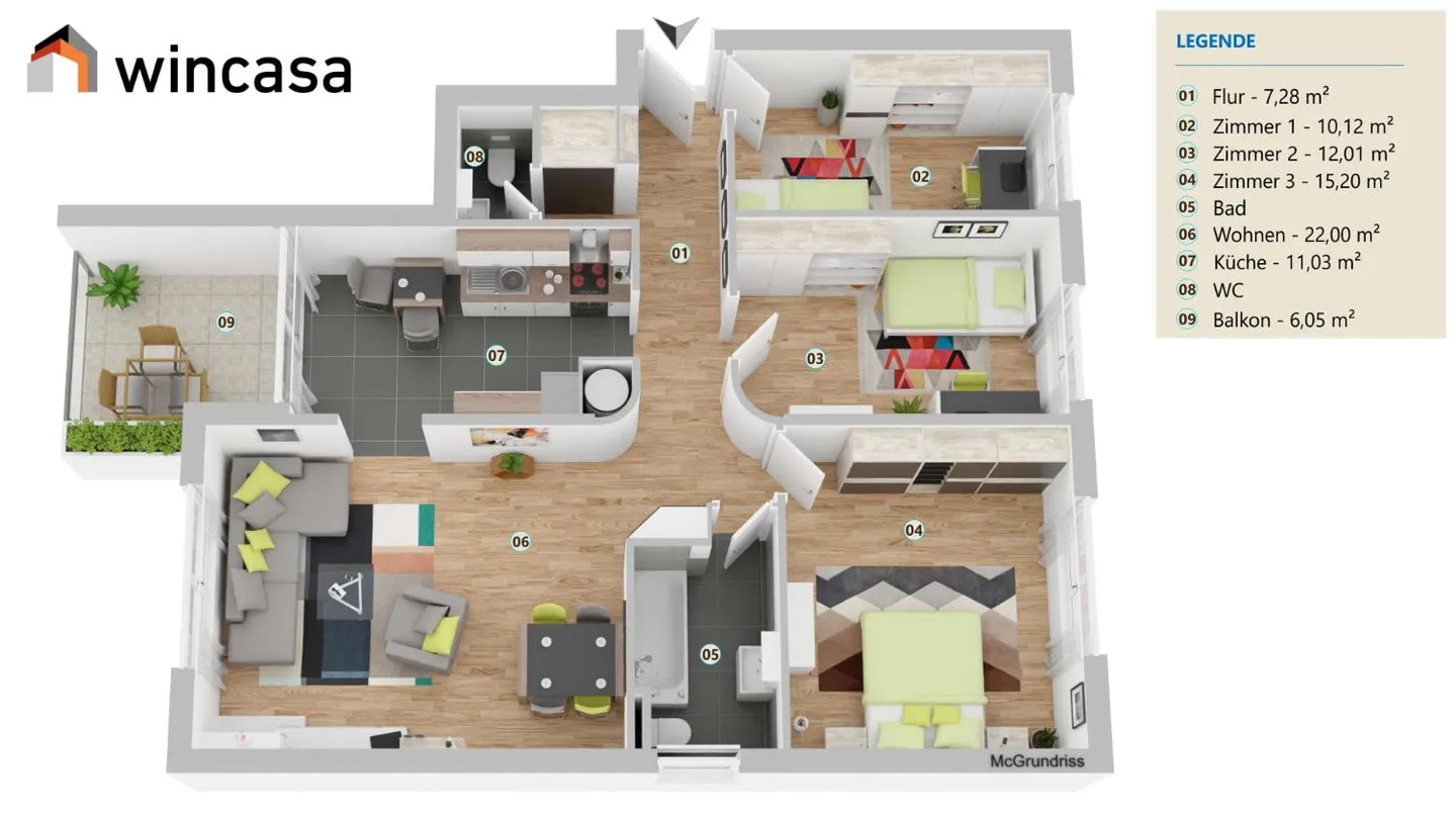 Beautiful 4.5-room apartment on the 3rd floor - Rent with free deposit! - Photo 7 of 7