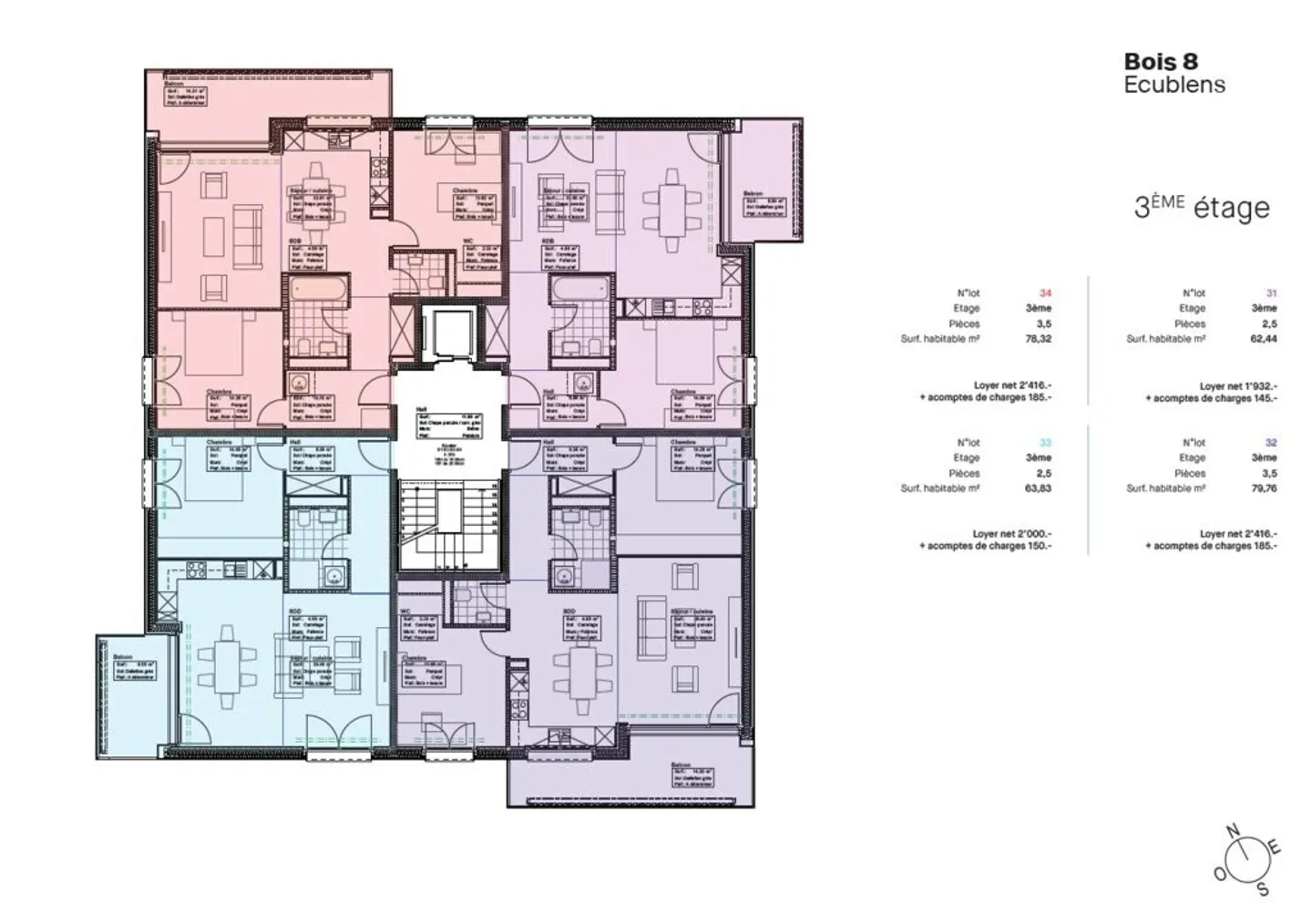 New 2.5-room apartments for rent in Ecublens - Photo 9 of 12