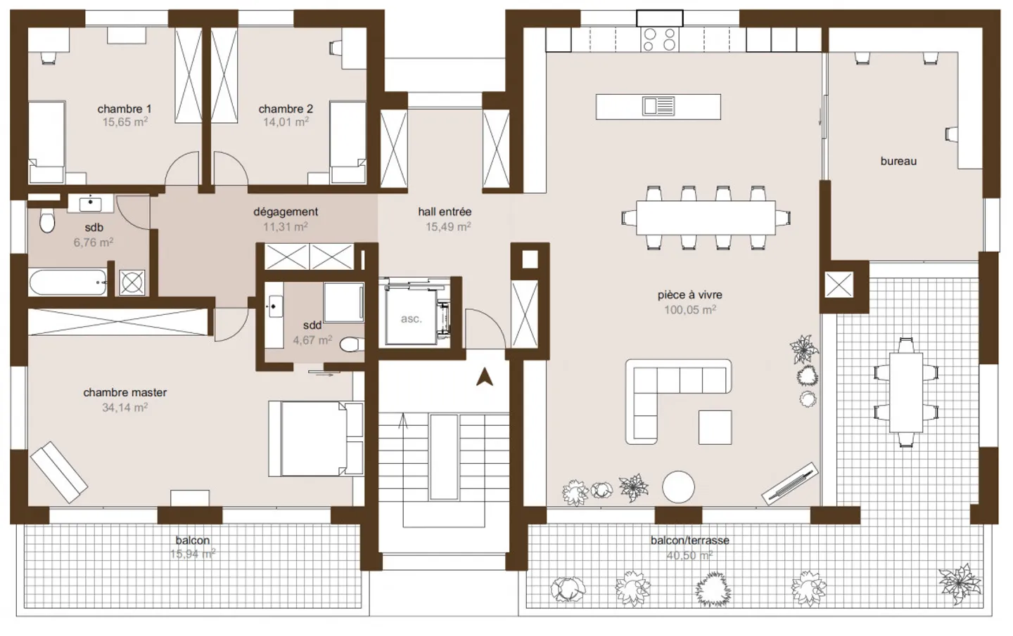 ATTIKAPARTMENT MIT AUSSERGEWÖHNLICHER AUSSTATTUNG UND DIREKTEM LIFT - CHÂTAIGNIER-VIERTEL IN FULLY - Foto 11 von 11