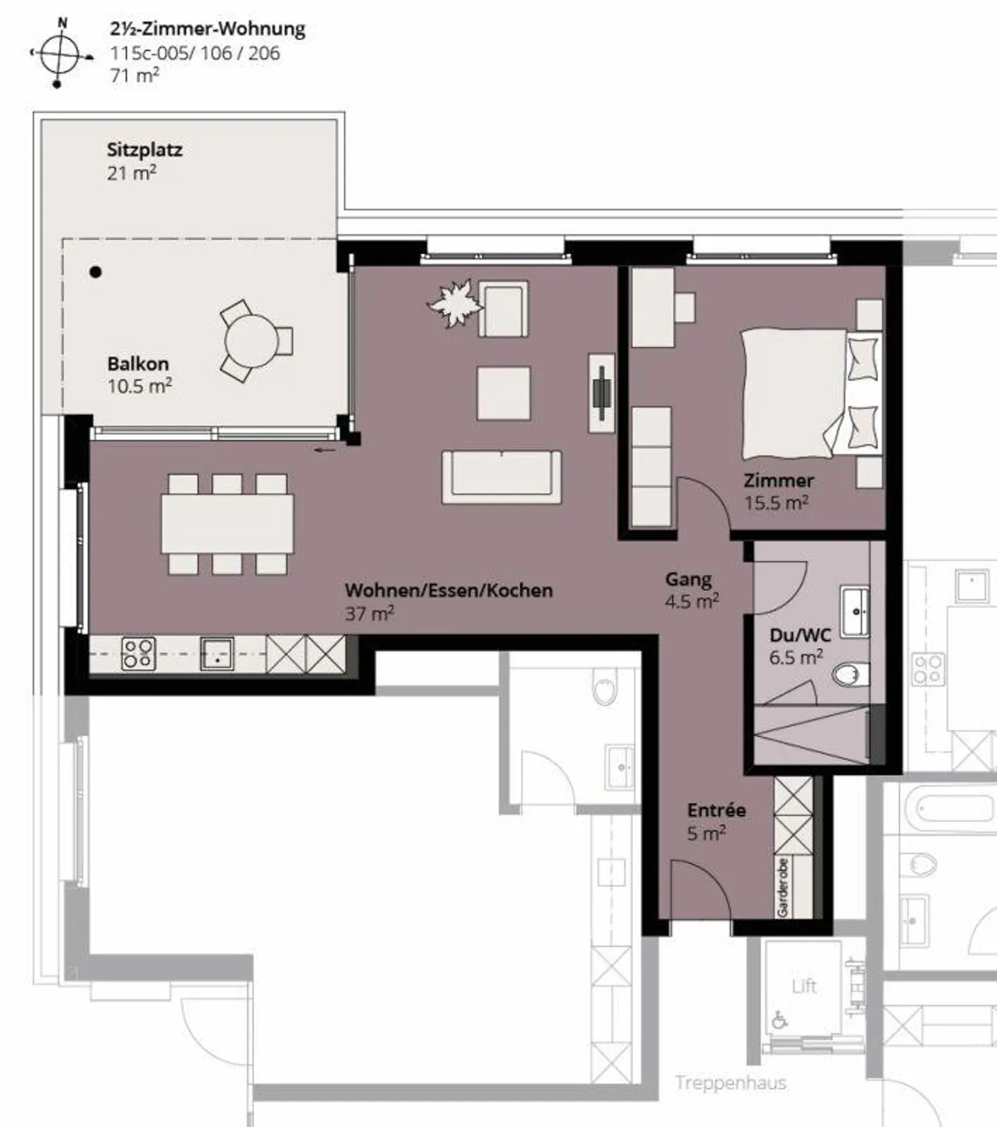 Appartement moderne de 2,5 pièces au bord du lac - Photo 8 sur 9