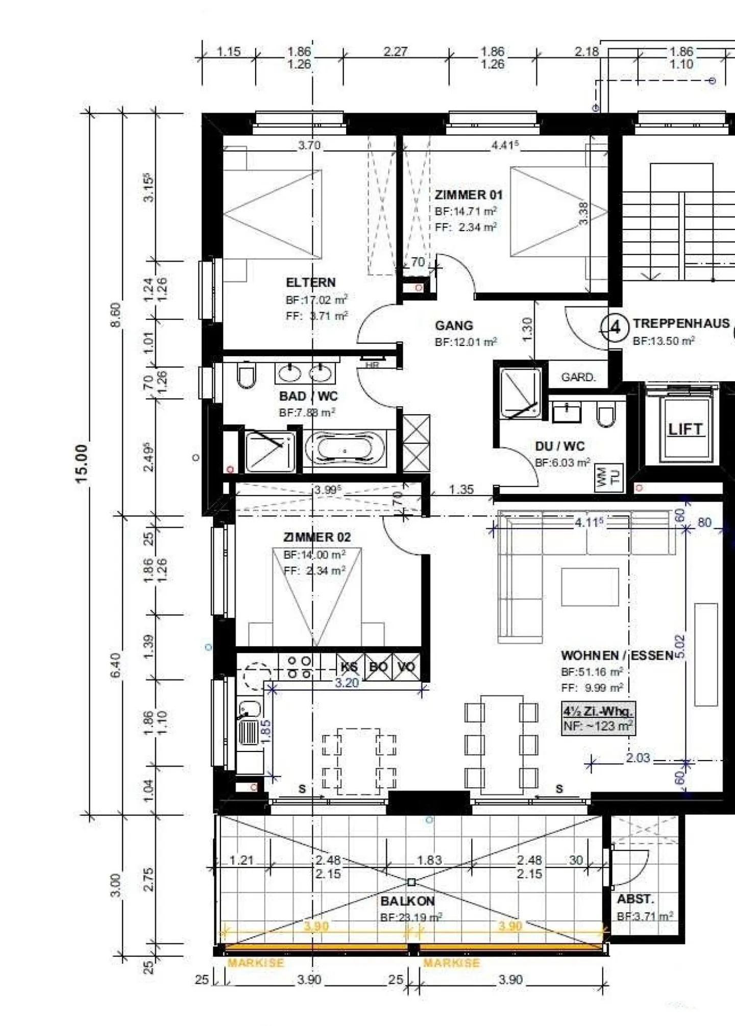For rent 4½ room first occupancy apartment at Käsernstrasse 9 in 8355 Aadorf - Photo 6 of 10