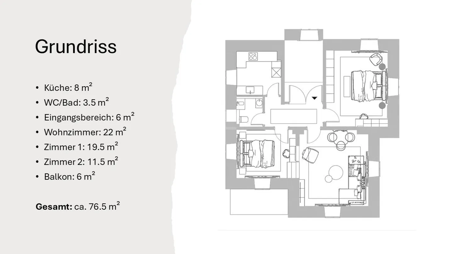 Appartamento elegante di 3,5 stanze in posizione centrale a Baden - Foto 8 di 8