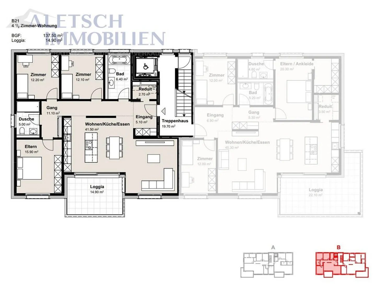 4.5-Zimmerwohnung mit grosser Loggia und Weitblick - Photo 6 of 6