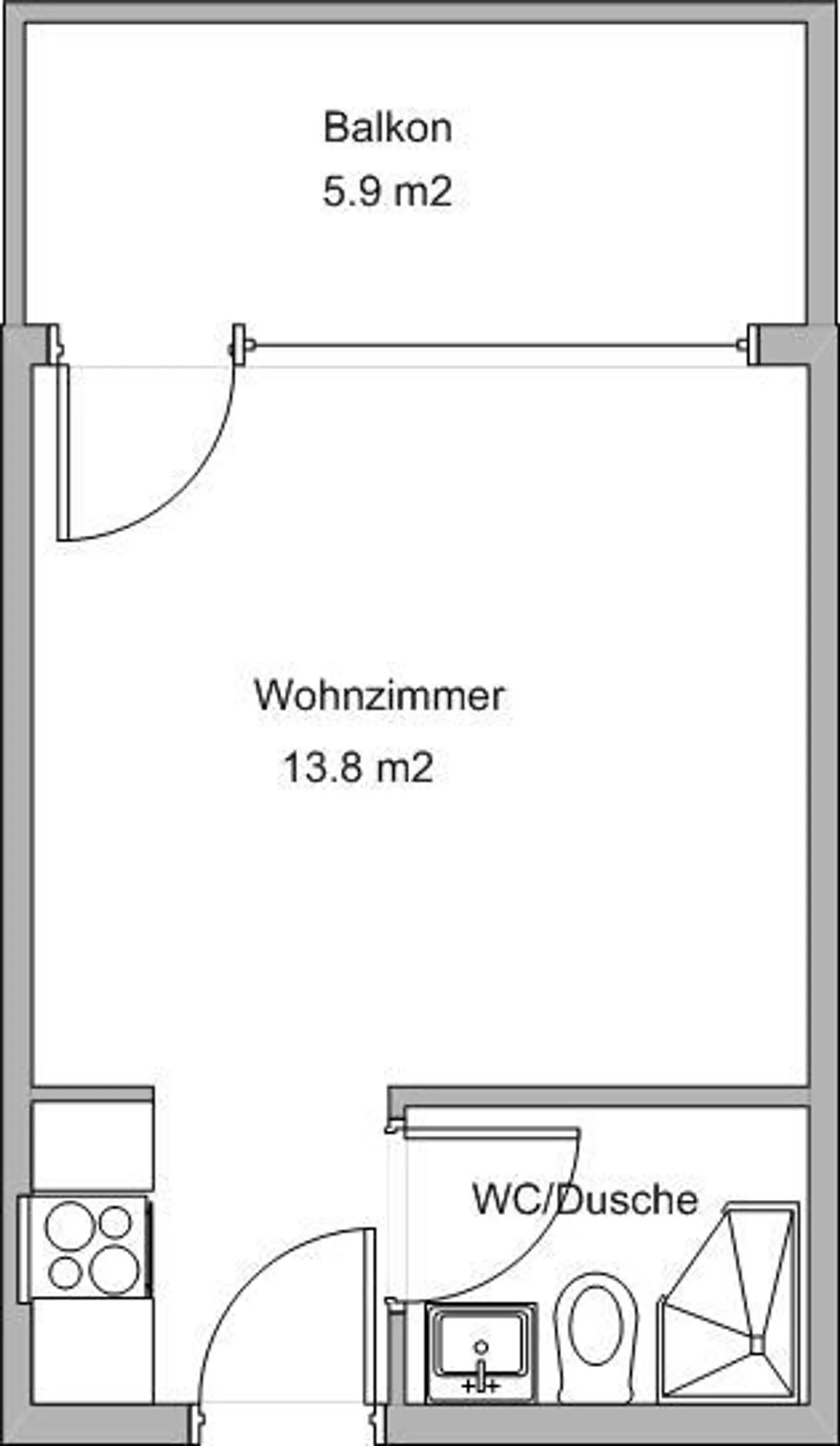 Zentrales Studio mit Balkon - Foto 7 von 7