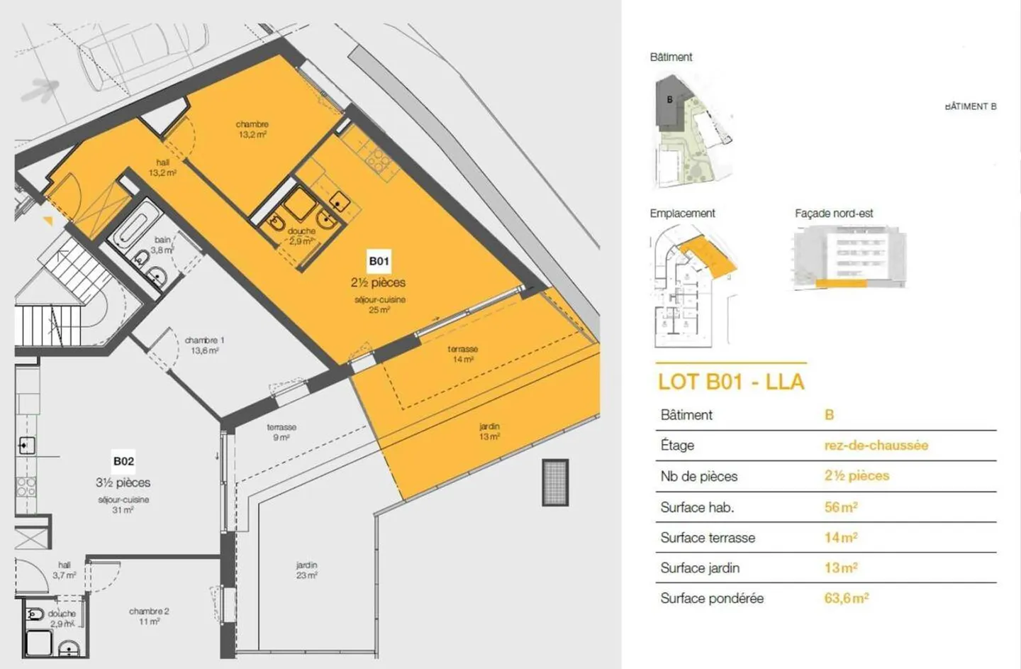 2.5 p récent avec terrasse et jardin - Photo 8 sur 8