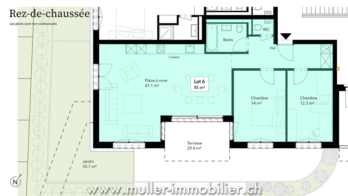 3.5 Rooms with Terrace and Garden, Quiet Environment, 4 Minutes from Ursy - Photo 8 of 10