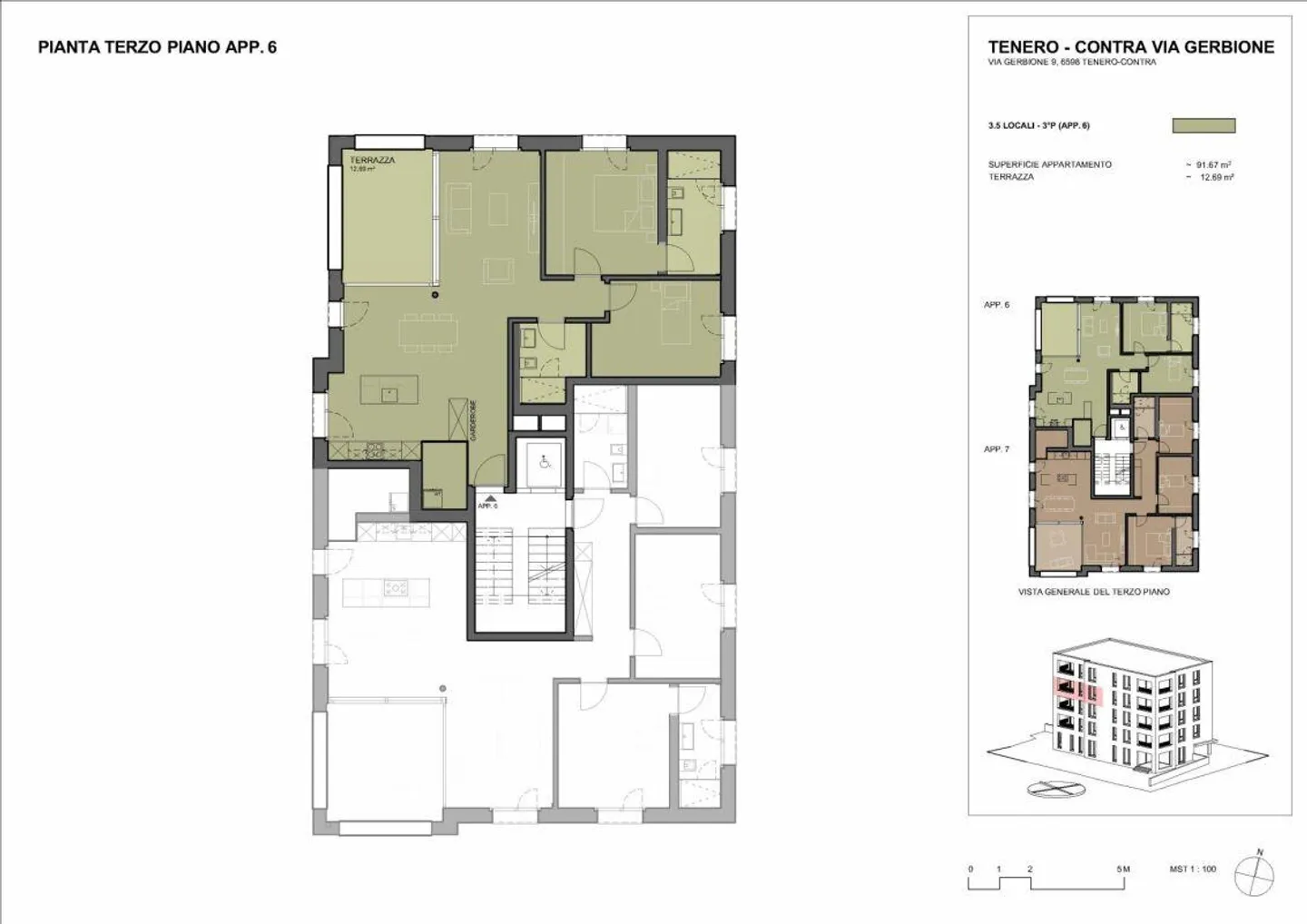 Residenza Gerbio - App. 6 - 3,5 Zimmer - 3. Etage - Foto 2 von 6