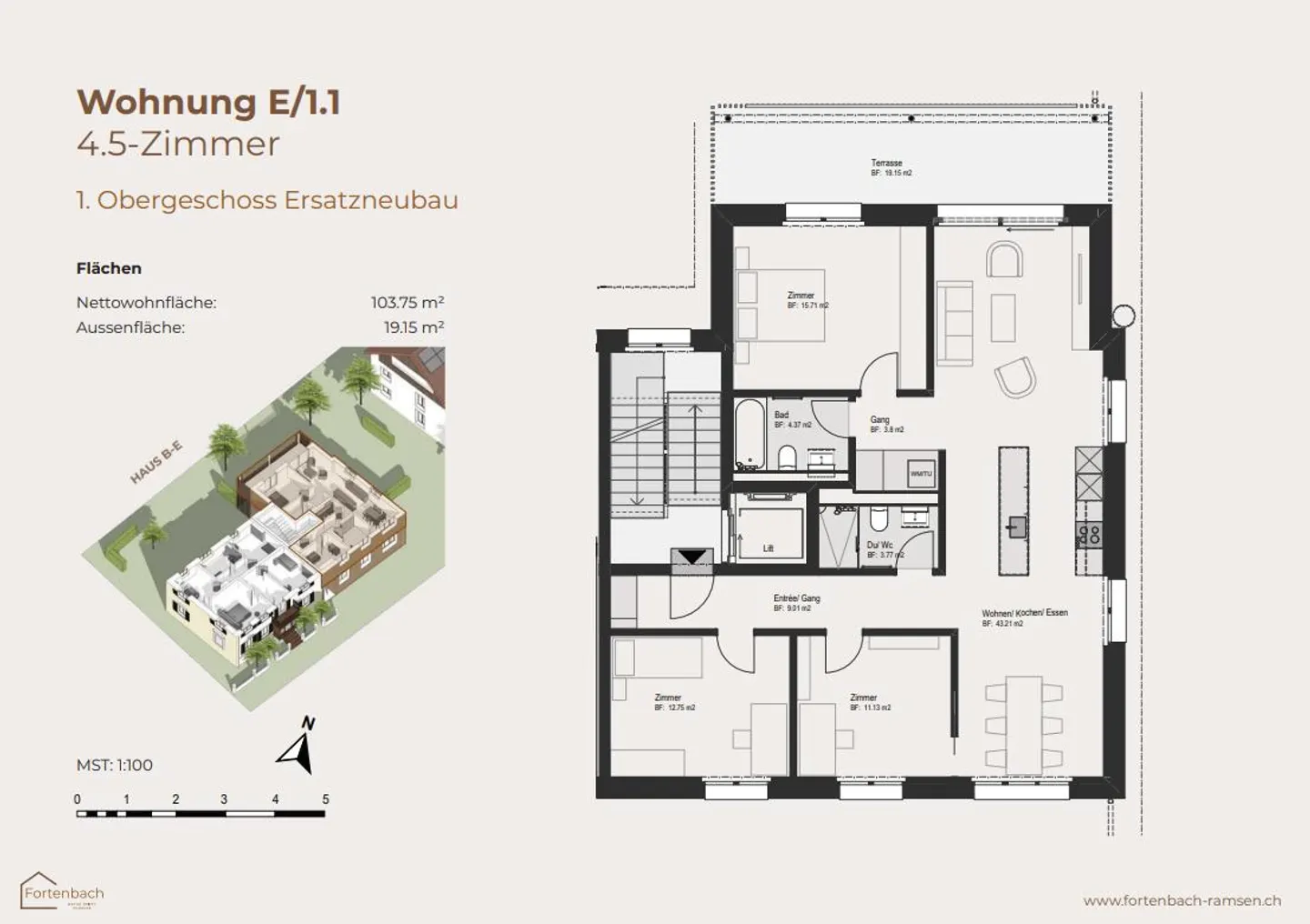 New construction project "Fortenbach" - Modern 4.5-room apartment in Ramsen - Photo 6 of 6