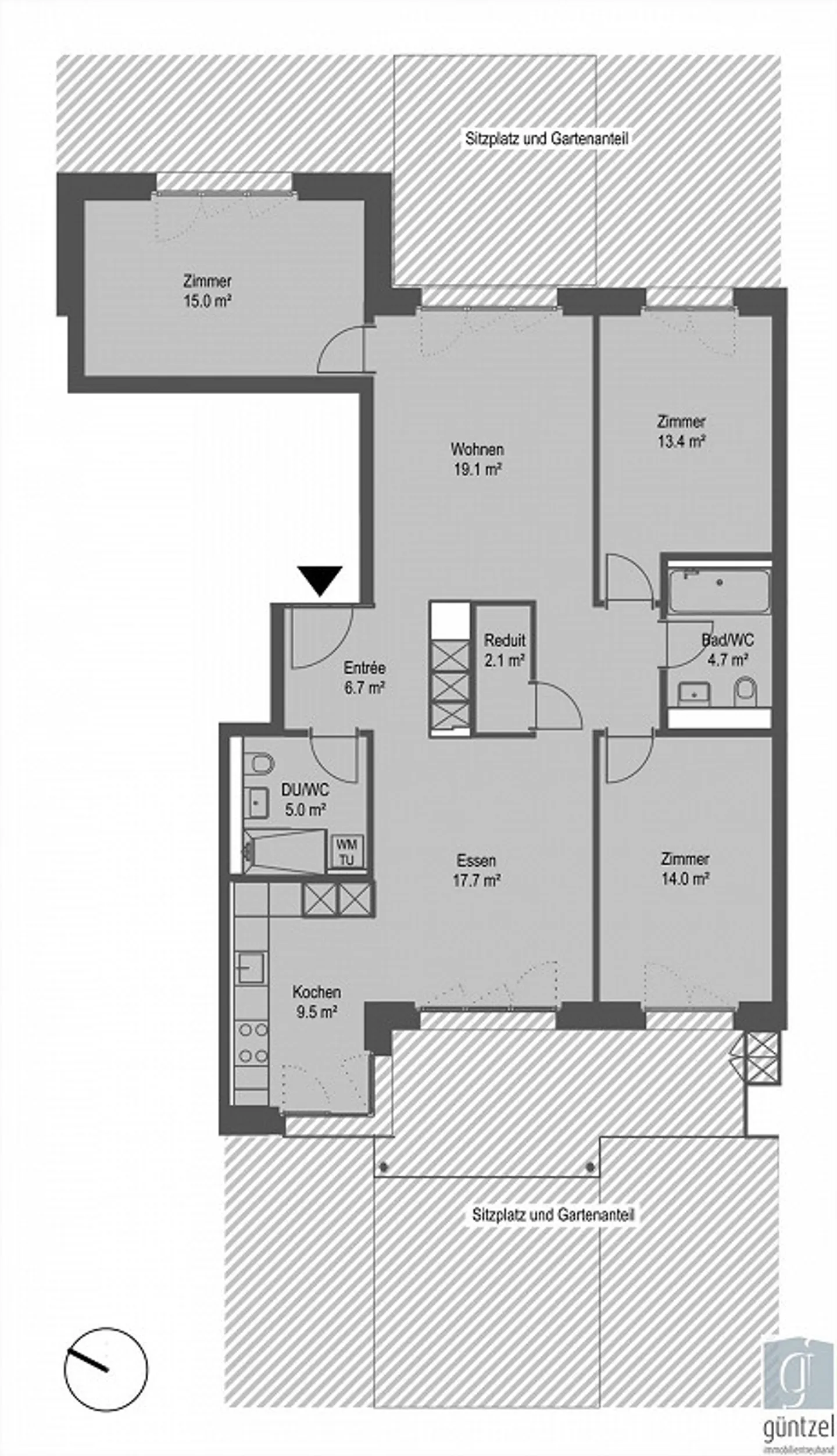 Appartement de jardin spacieux de 4,5 pièces - Photo 11 sur 12