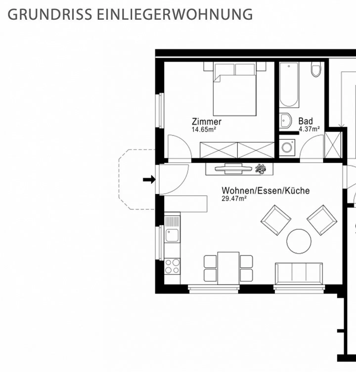 2.5 Room Apartment with Garden Seating Area - Photo 5 of 5
