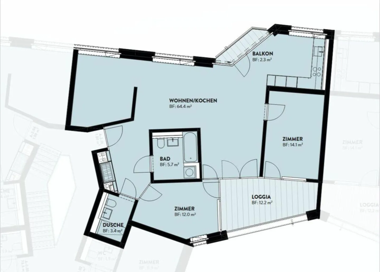 Floor-to-ceiling apartment in the new construction project "Chrüzacher" - Photo 2 of 12