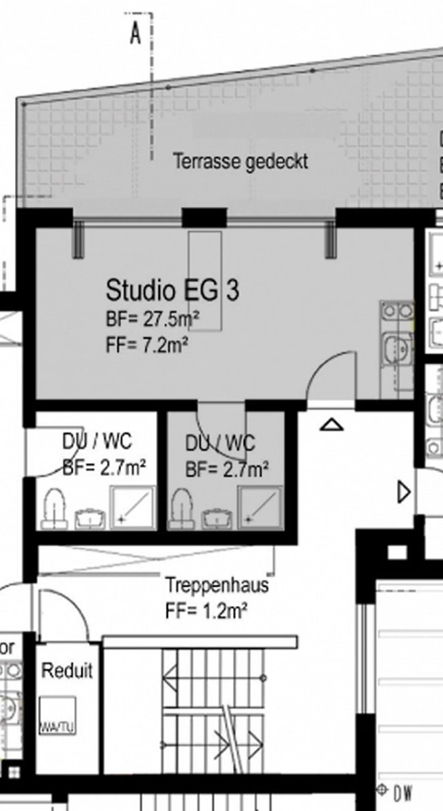 1 Zi-Studio mit Terrasse - Foto 6 von 6