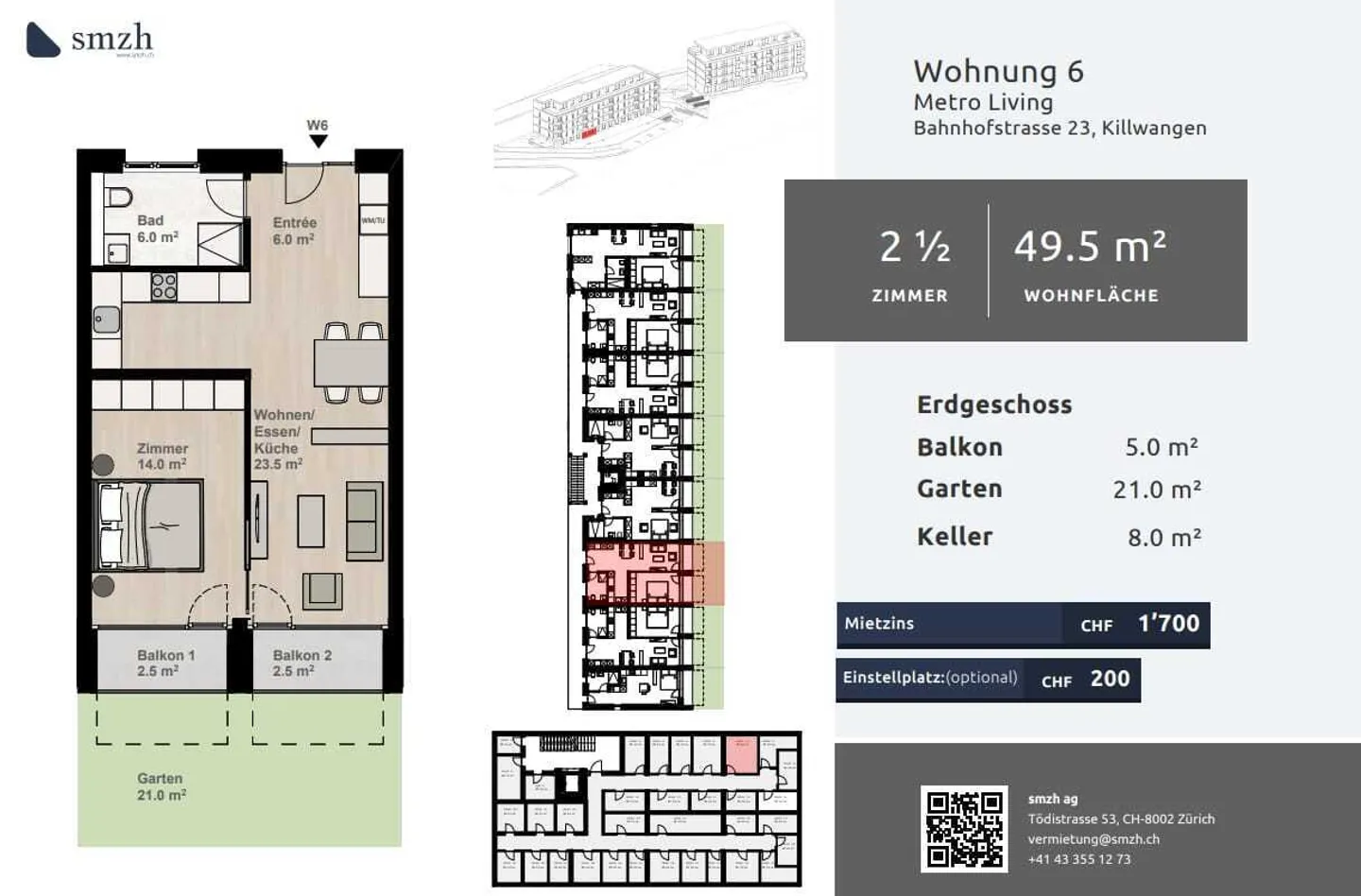 Appartamento con giardino 2,5 locali a Killwangen - urbano e vicino alla stazione - Foto 2 di 7