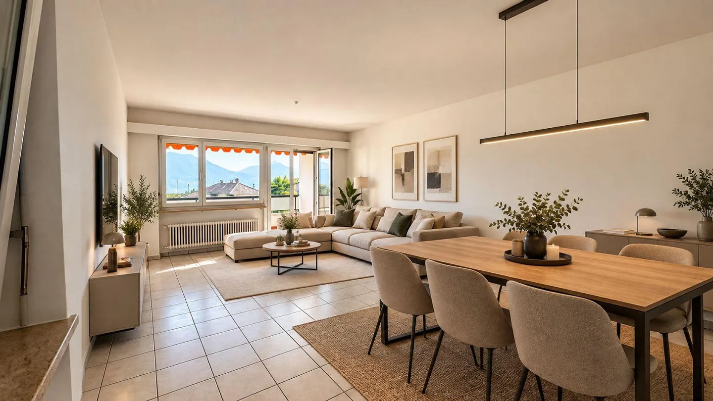 MINUSIO – APPARTEMENT SPACIEUX AVEC JARDIN PRIVÉ, GRAND BALCON ET VUE PARTIELLE SUR LE LAC - Photo 15 sur 23