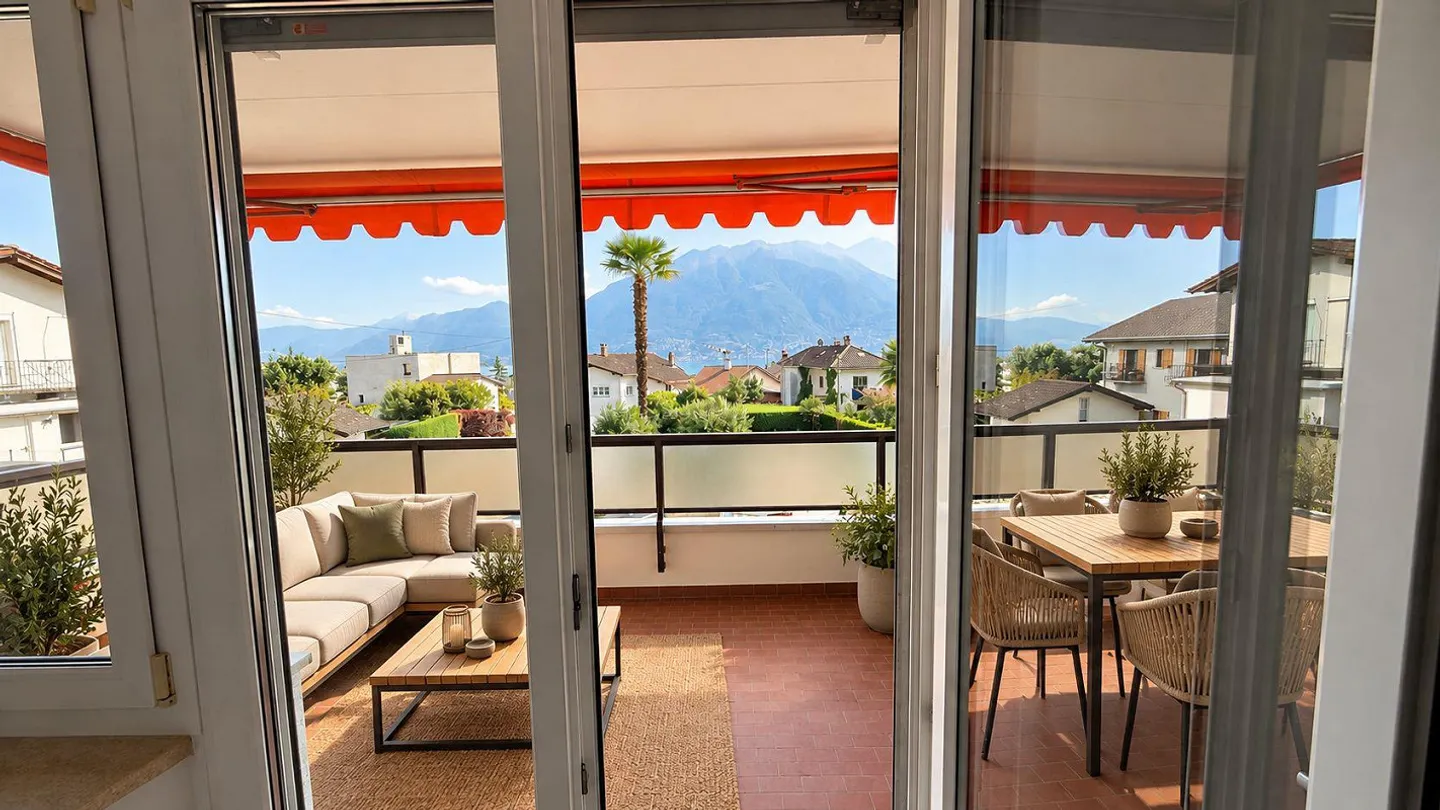 MINUSIO – APPARTEMENT SPACIEUX AVEC JARDIN PRIVÉ, GRAND BALCON ET VUE PARTIELLE SUR LE LAC - Photo 17 sur 23