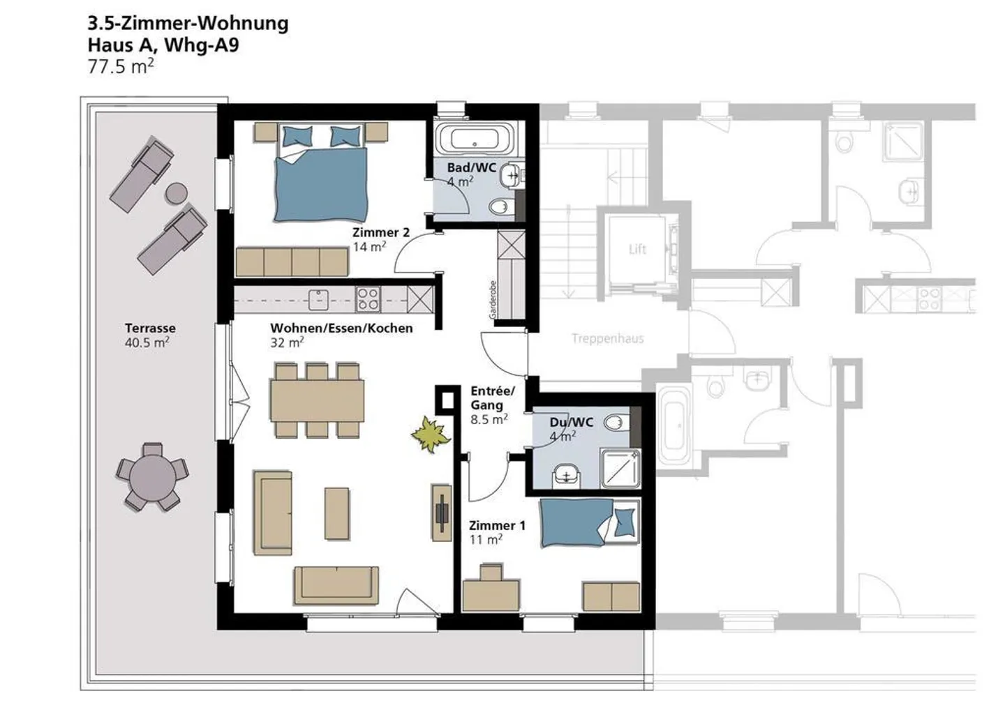 Appartement en attique avec terrasse spacieuse - Photo 12 sur 12