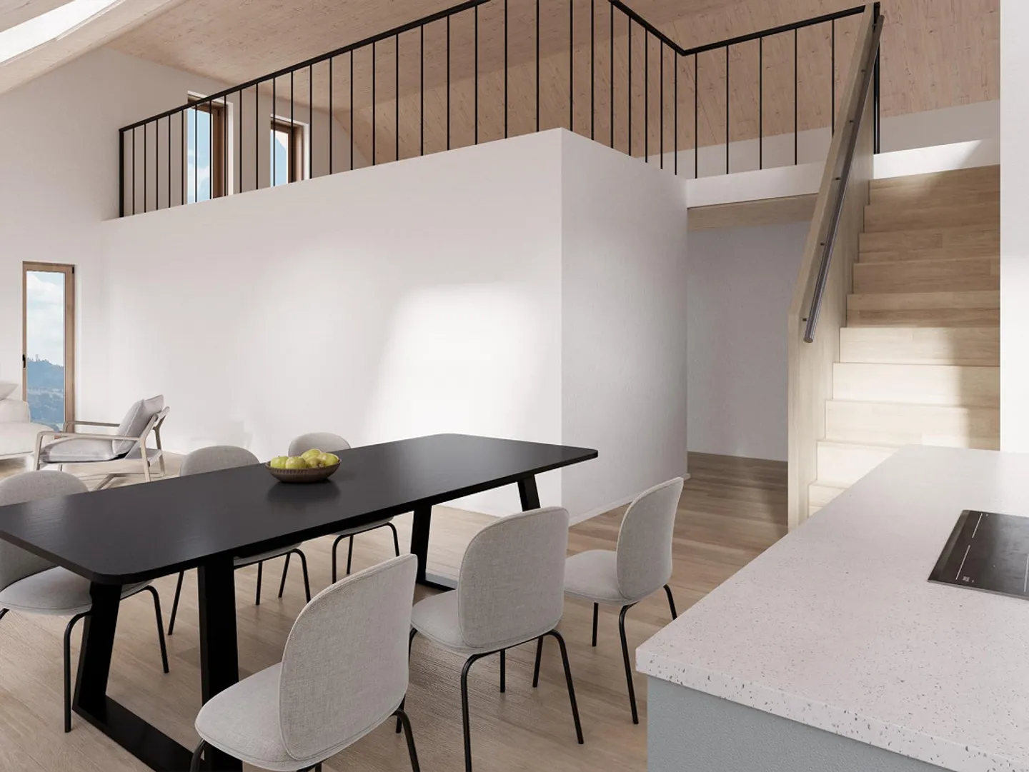 Attico con galleria e terrazza sud – Nuova costruzione in legno e argilla - Foto 2 di 8