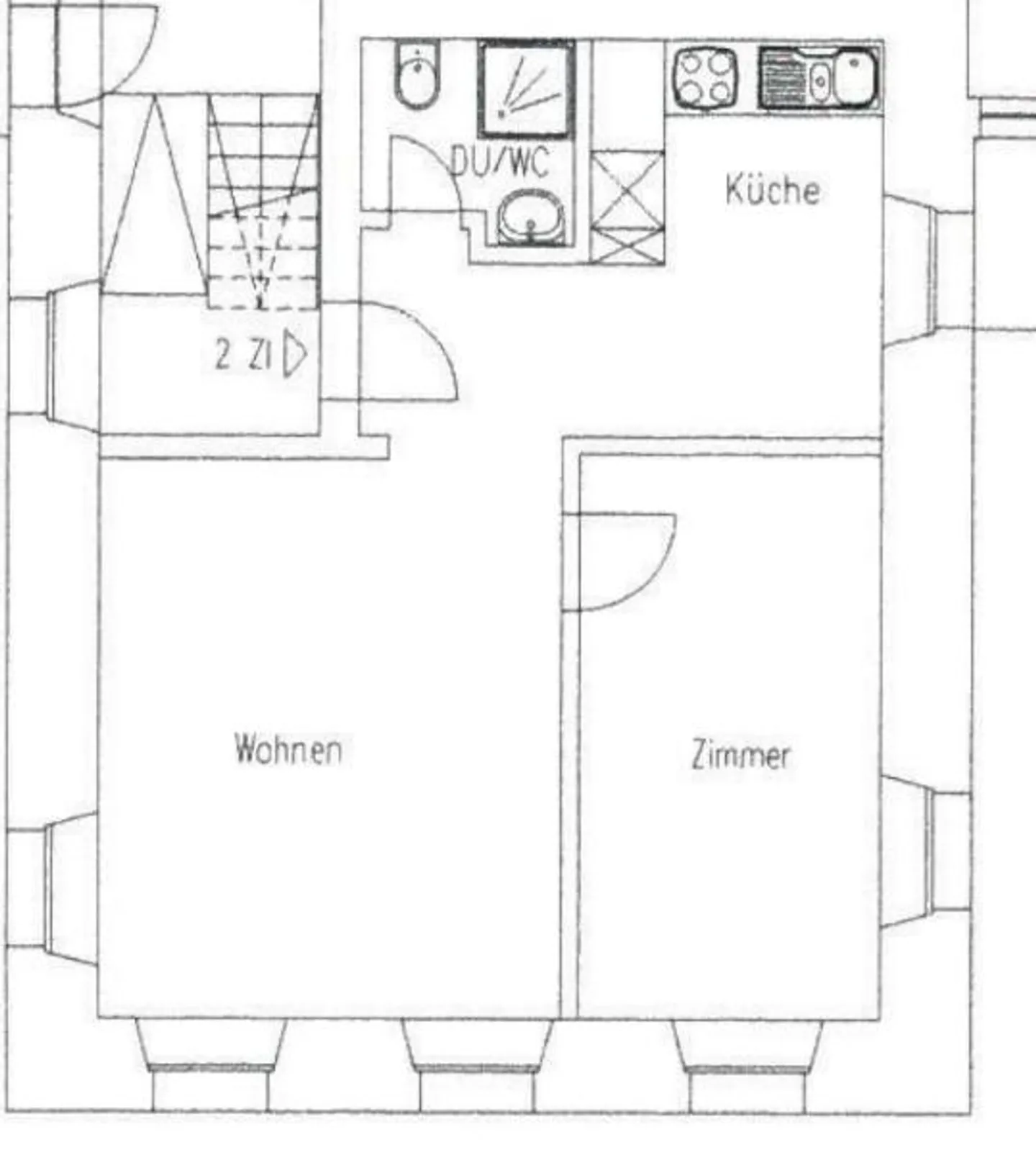 Appartement ancien bien entretenu de 2,4 pièces à louer dans un emplacement central - Photo 8 sur 8