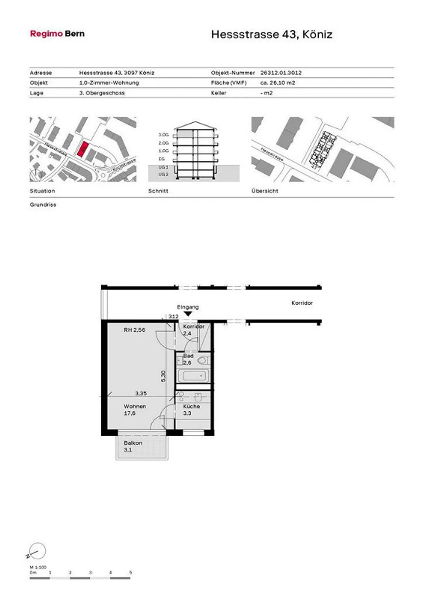 Preiswertes Apartment in Liebefeld - Foto 6 von 6