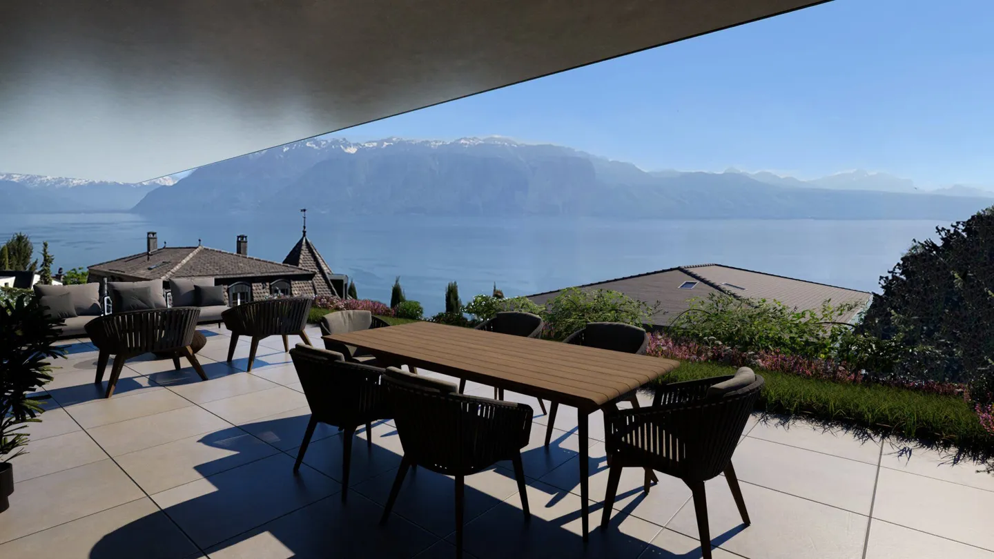 Superbo appartamento di 4,5 locali con grande giardino e vista sul Lago di Ginevra - Foto 1 di 3