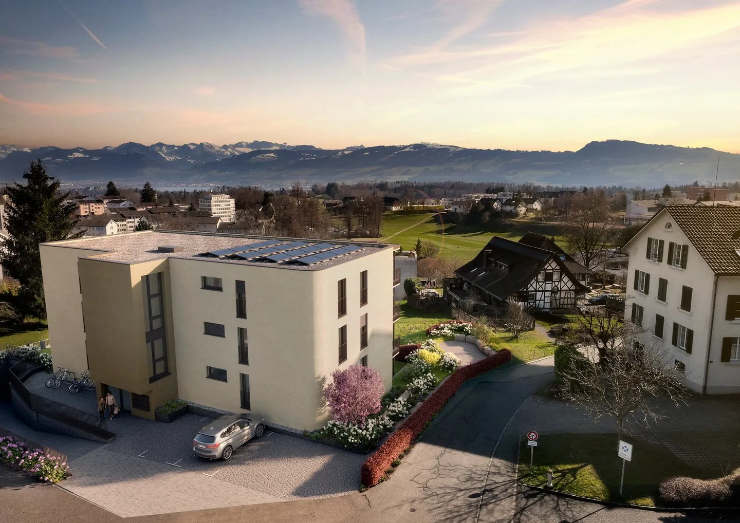 APPARTEMENT SPACIEUX 3 1/2 CHAMBRES, VUE PARTIELLE SUR LE LAC, ENSOLEILLÉ, CALME, AU MILIEU DU VILLAGE - Photo 1 sur 11