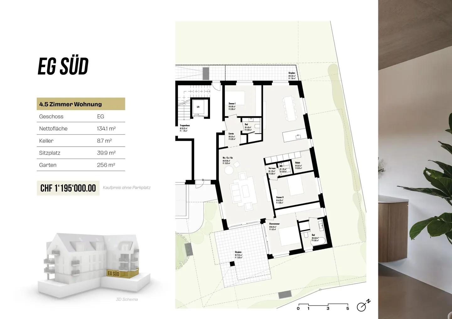 Appartement de jardin de 4,5 pièces adapté aux familles - Photo 9 sur 14