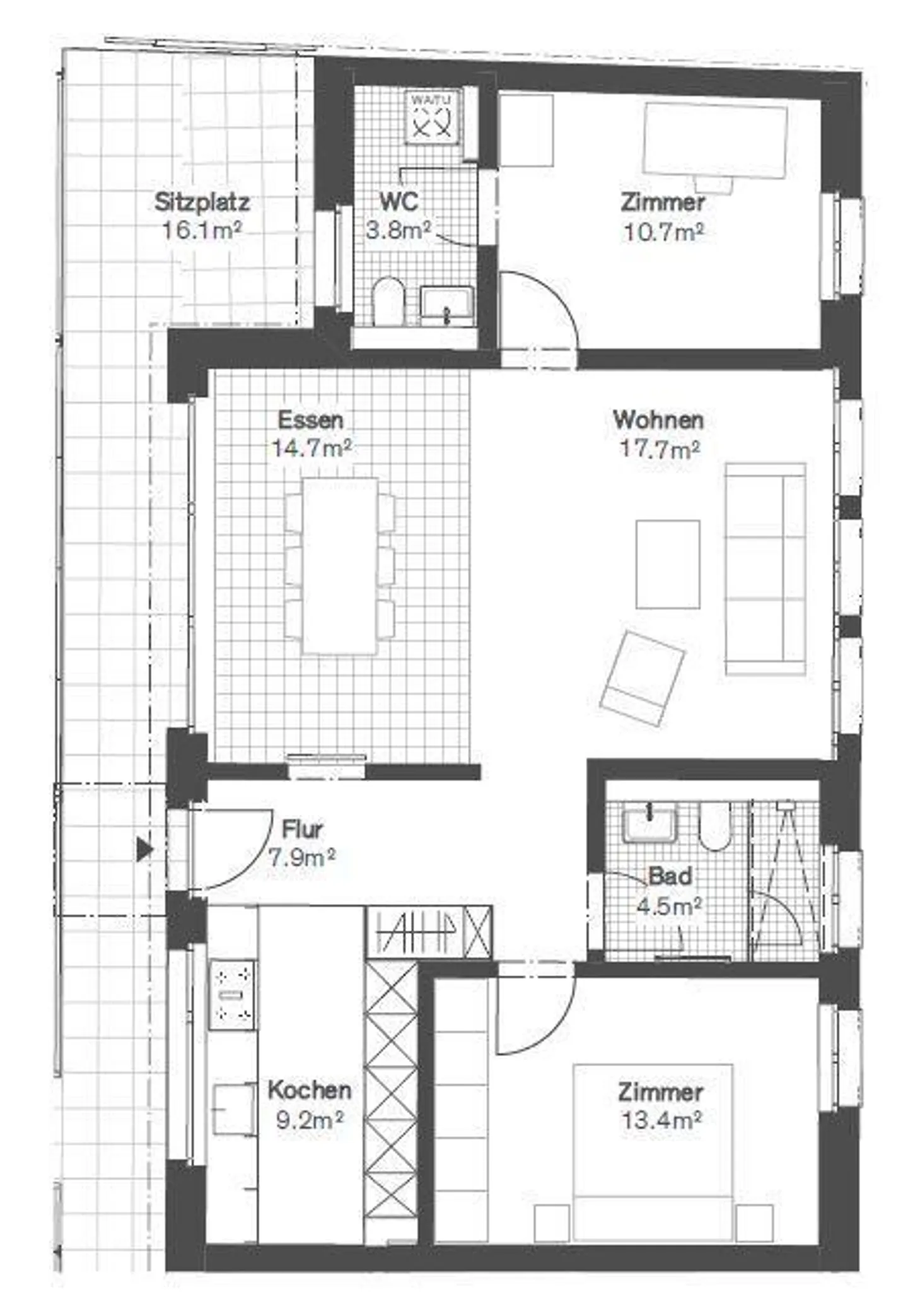 Moderne Wohnung mit Terrasse - Foto 7 von 10